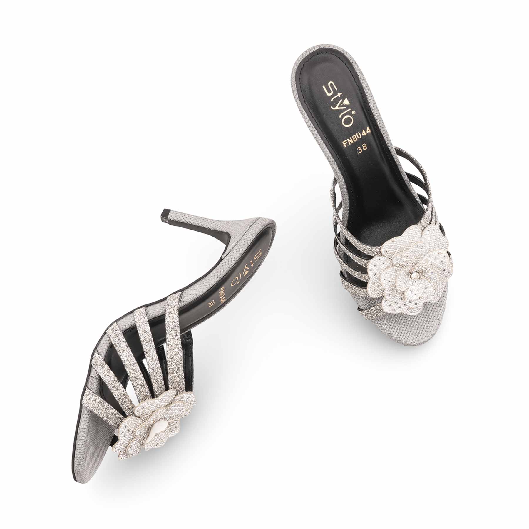 Silver Fancy Slipper For Ladies FN8044 - Image 5