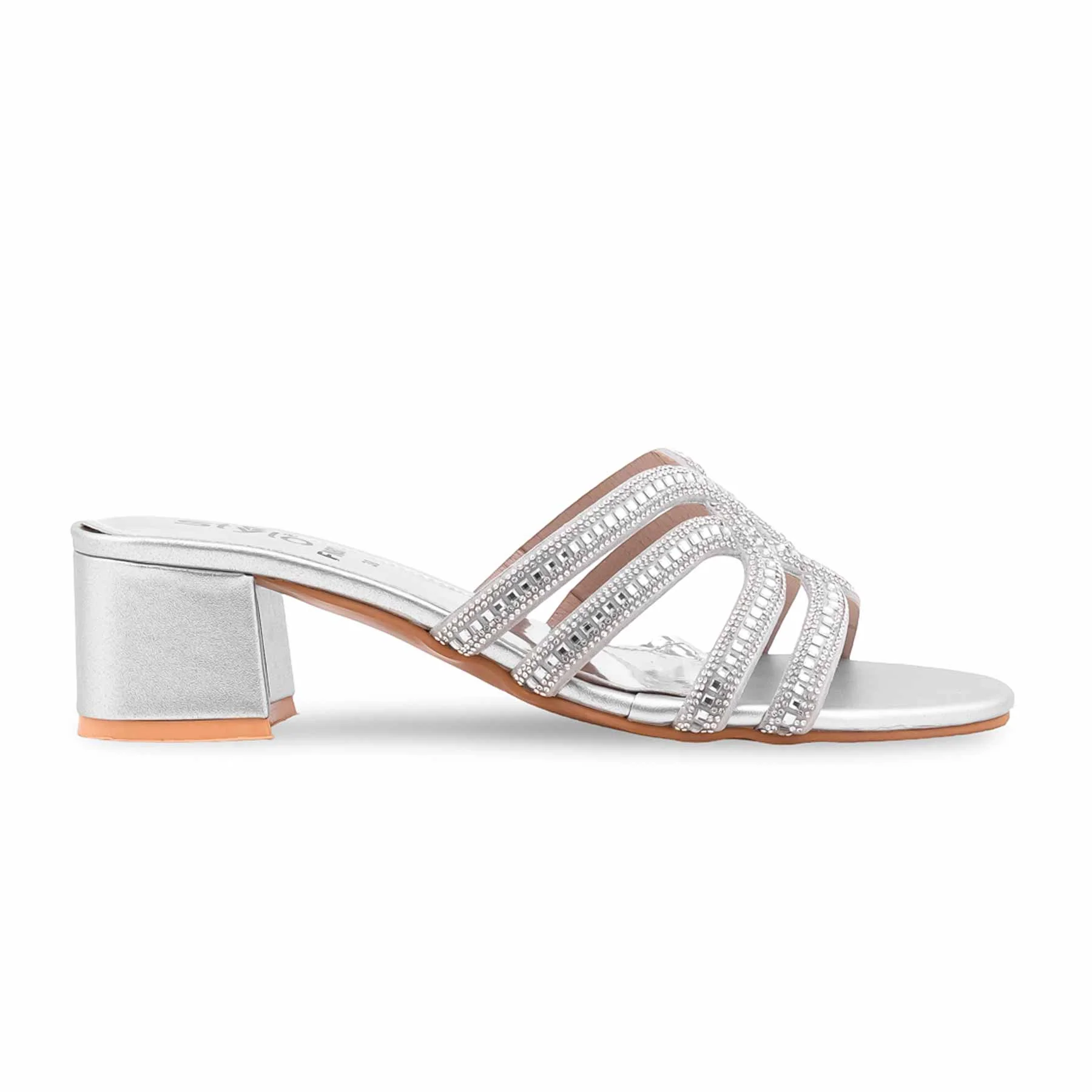 Silver Fancy Slipper For Ladies FN8067 - Image 2