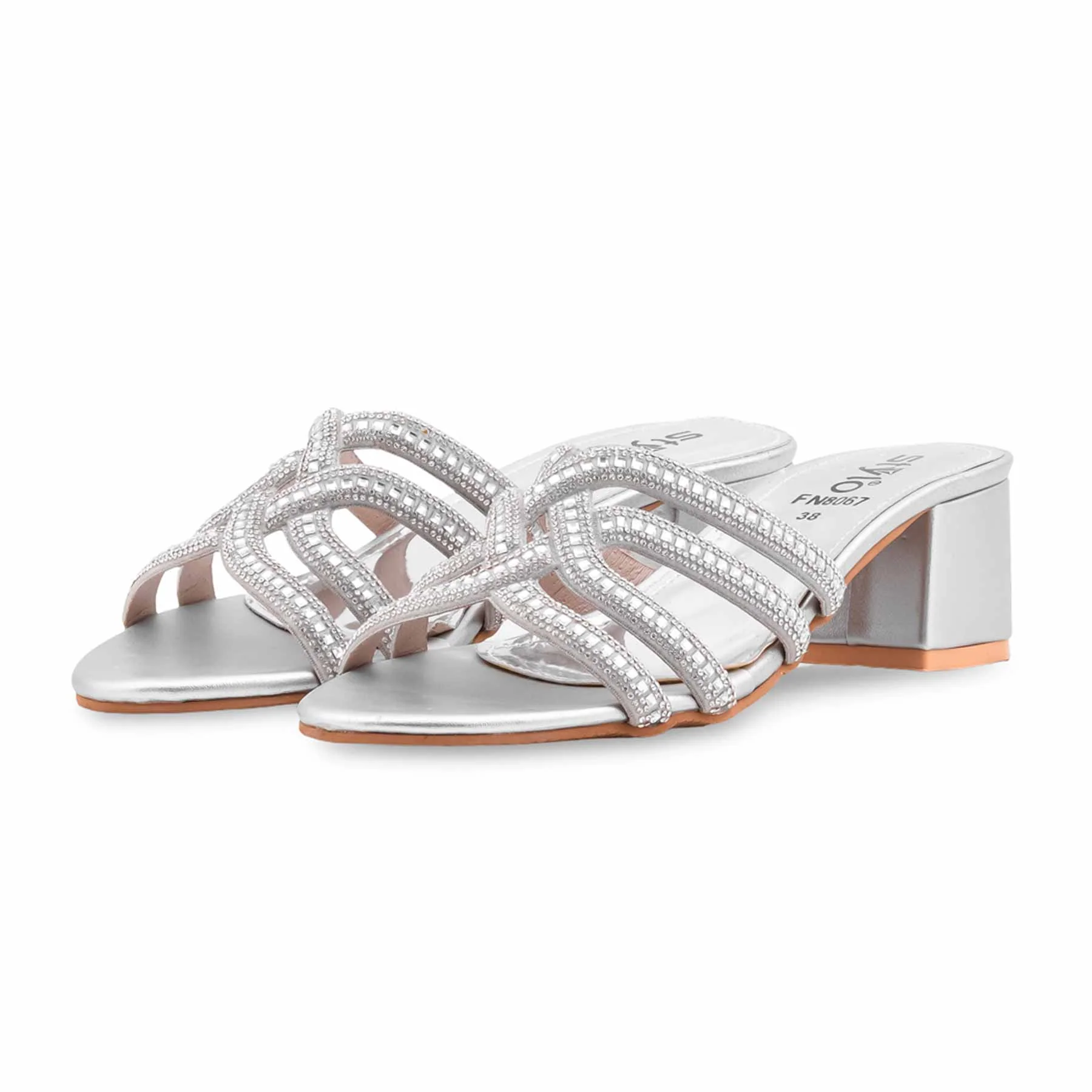 Silver Fancy Slipper For Ladies FN8067 - Image 3