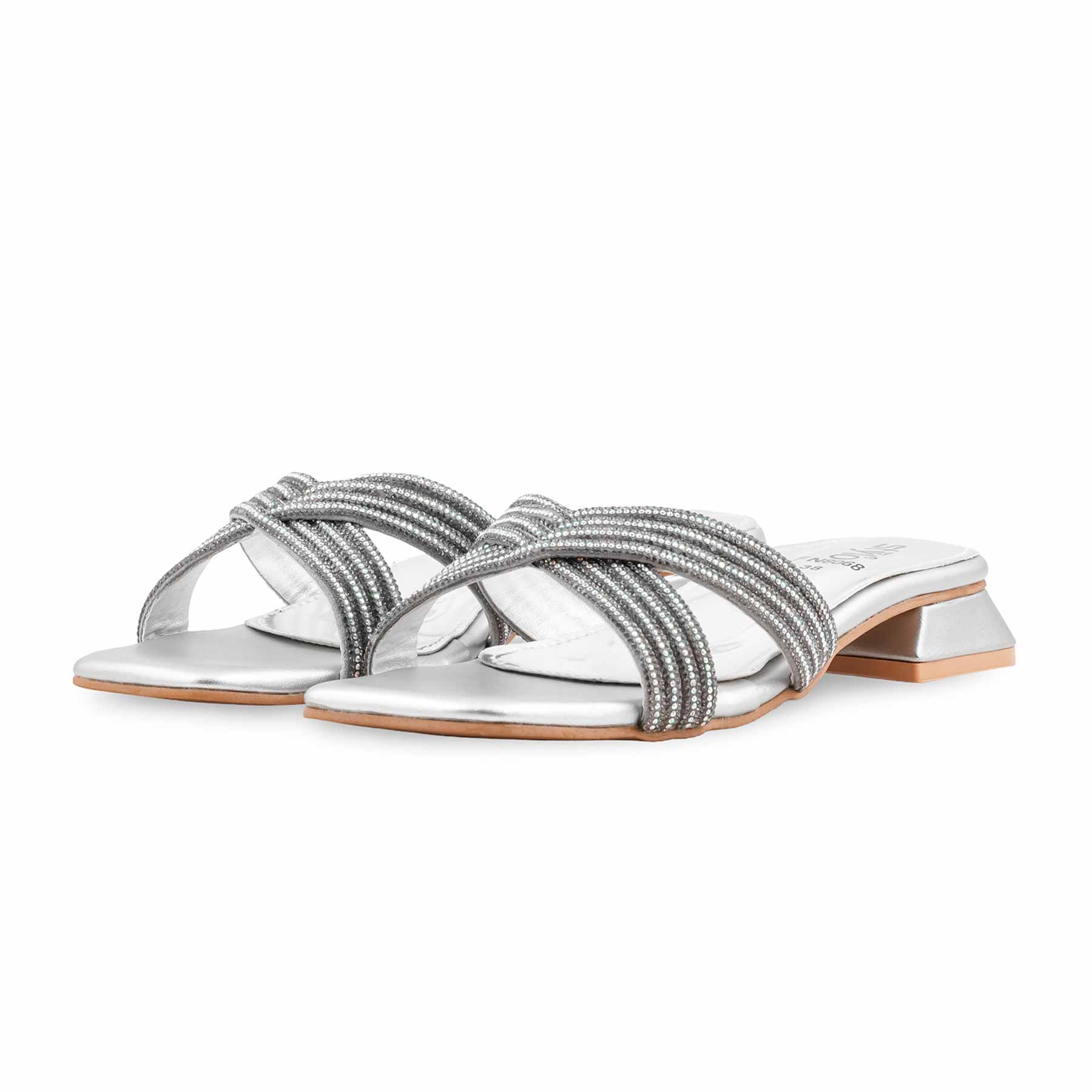 Silver Fancy Slipper For Ladies FN8068 - Image 3