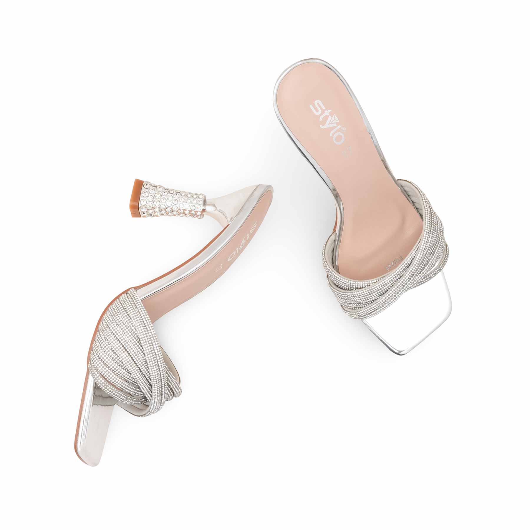 Silver Fancy Slipper For Women FN6246 - Image 5