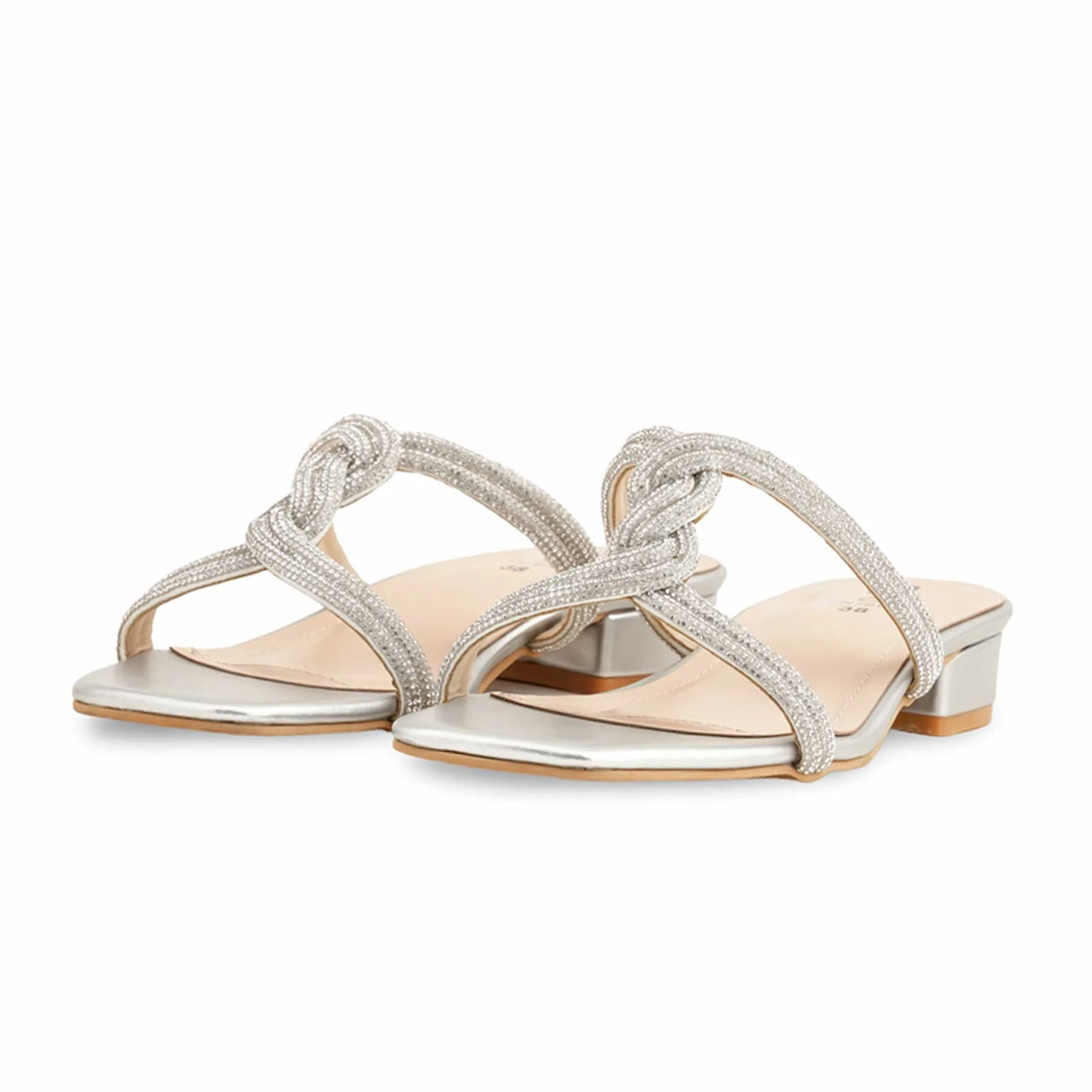 Silver Fancy Slipper For Women FN7912 - Image 3