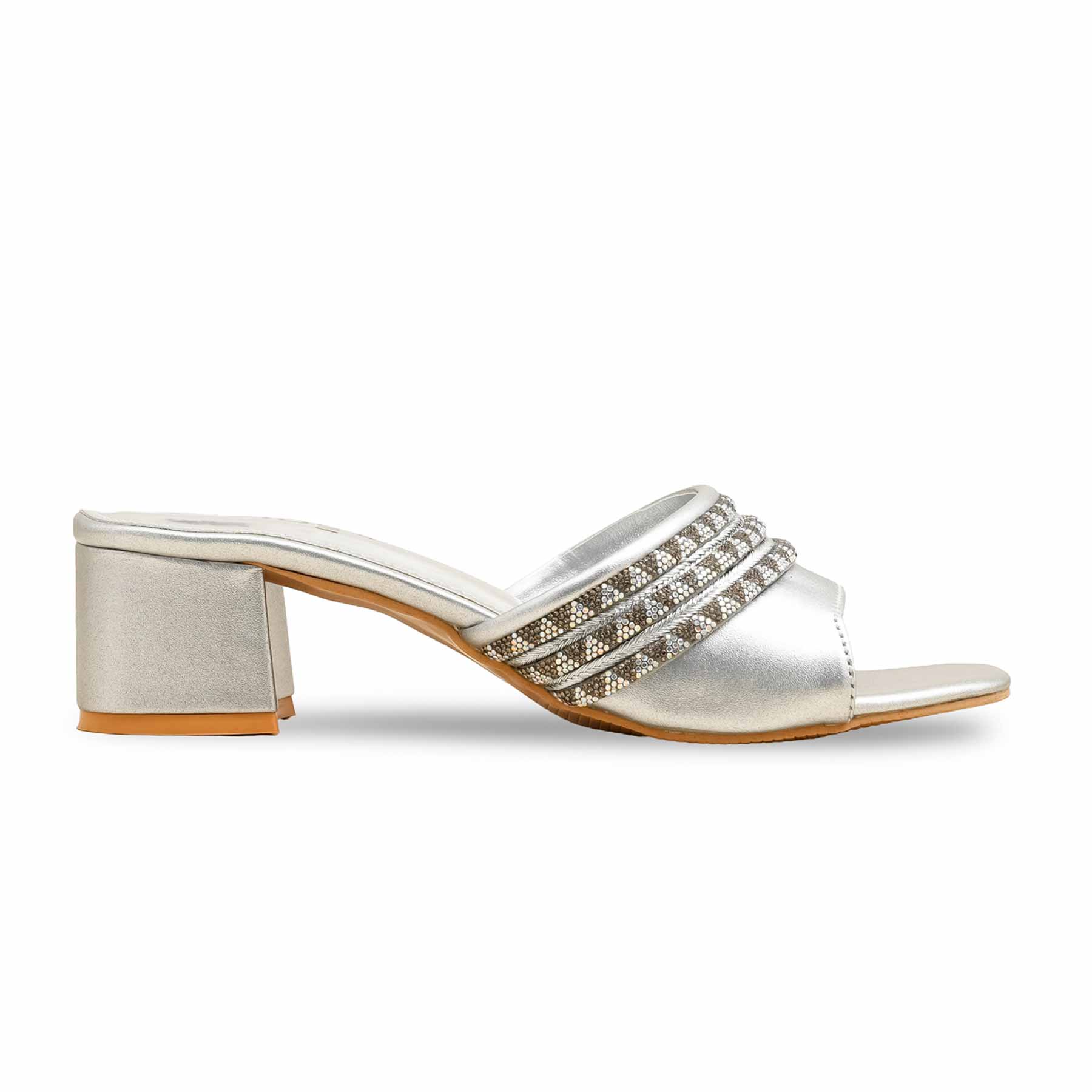 Silver Fancy Slipper For Women FN7978 - Image 2