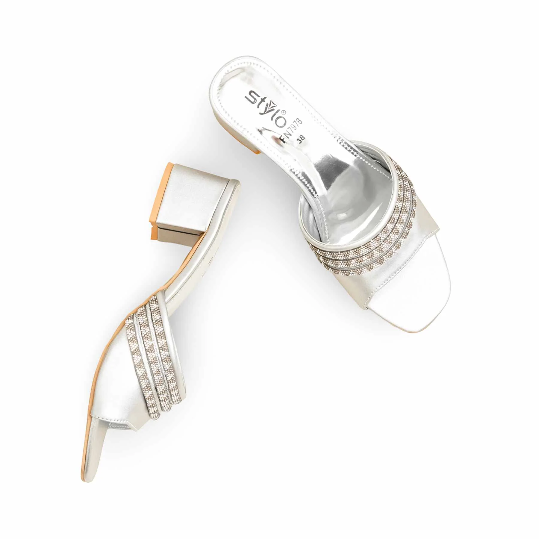 Silver Fancy Slipper For Women FN7978 - Image 5