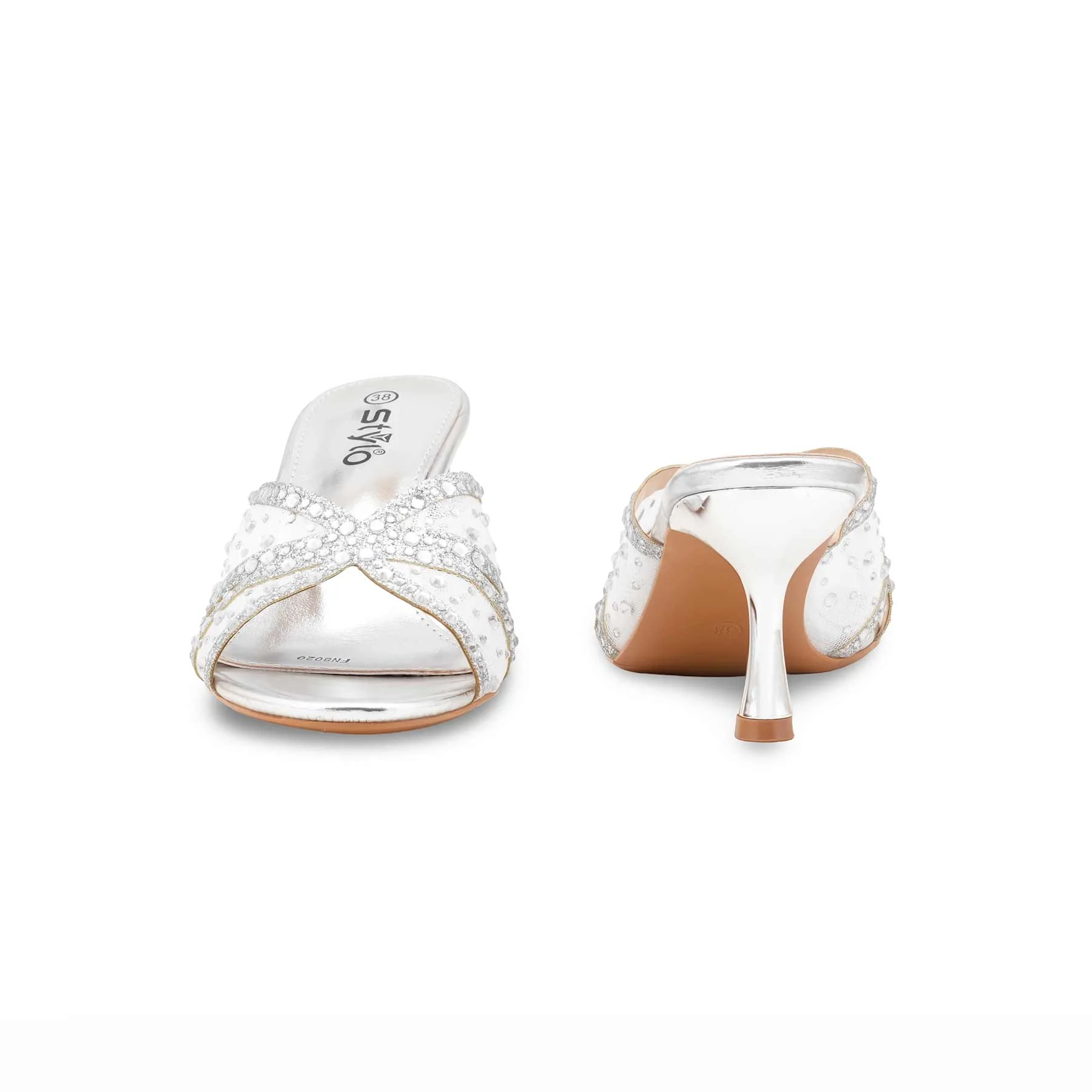 Silver Fancy Slipper For Women FN8020 - Image 4