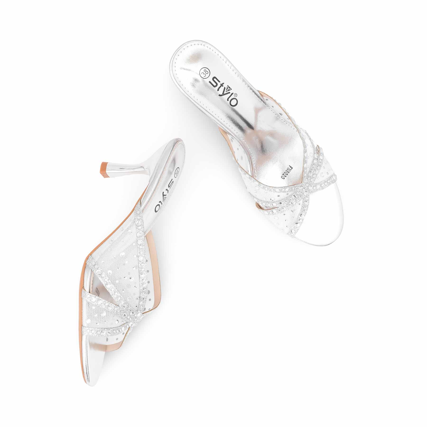 Silver Fancy Slipper For Women FN8020 - Image 5