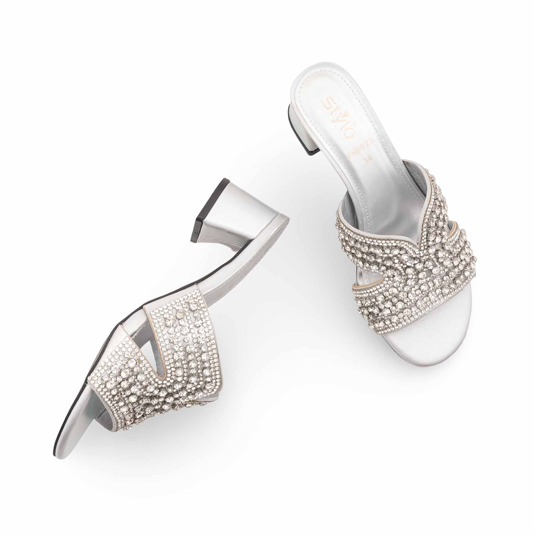 Silver Fancy Slipper For Women FN8028 - Image 5