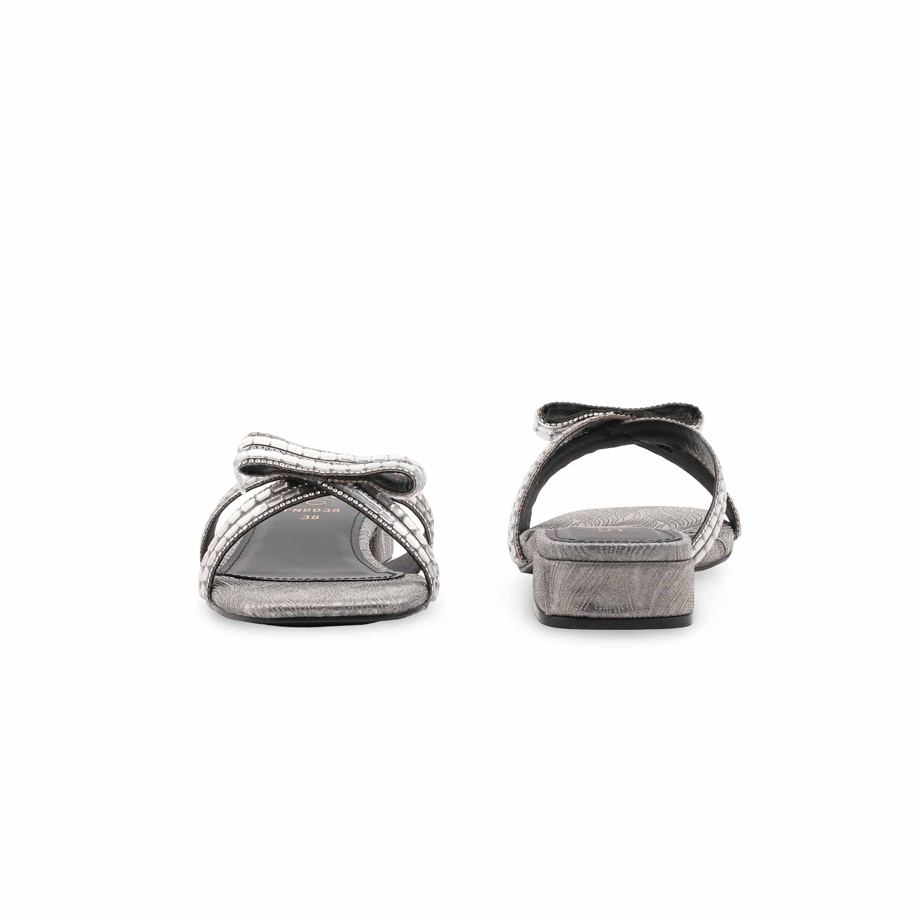 Silver Fancy Slipper For Women FN8038 - Image 4