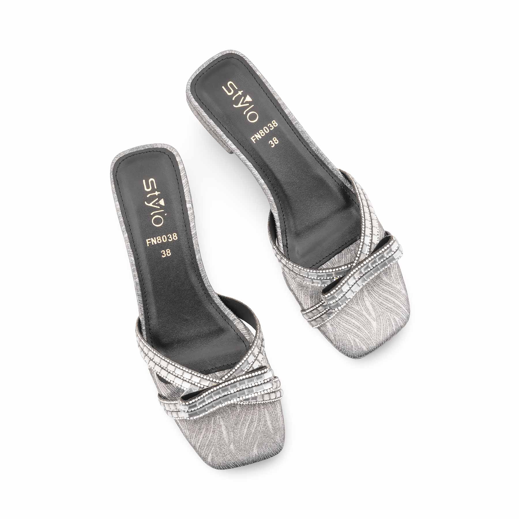 Silver Fancy Slipper For Women FN8038 - Image 5