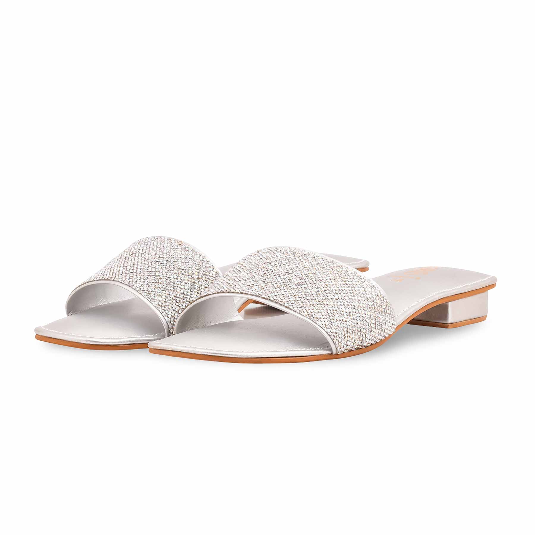 Silver Fancy Slipper For Women FN8088 - Image 3