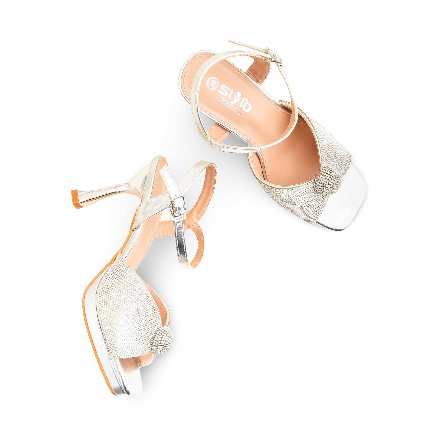 Silver Fancy Bridal Sandal FN6105 - Image 6