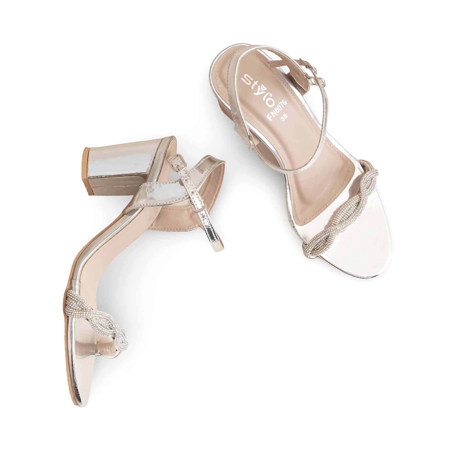 Silver Fancy Women Sandal FN6076 - Image 6