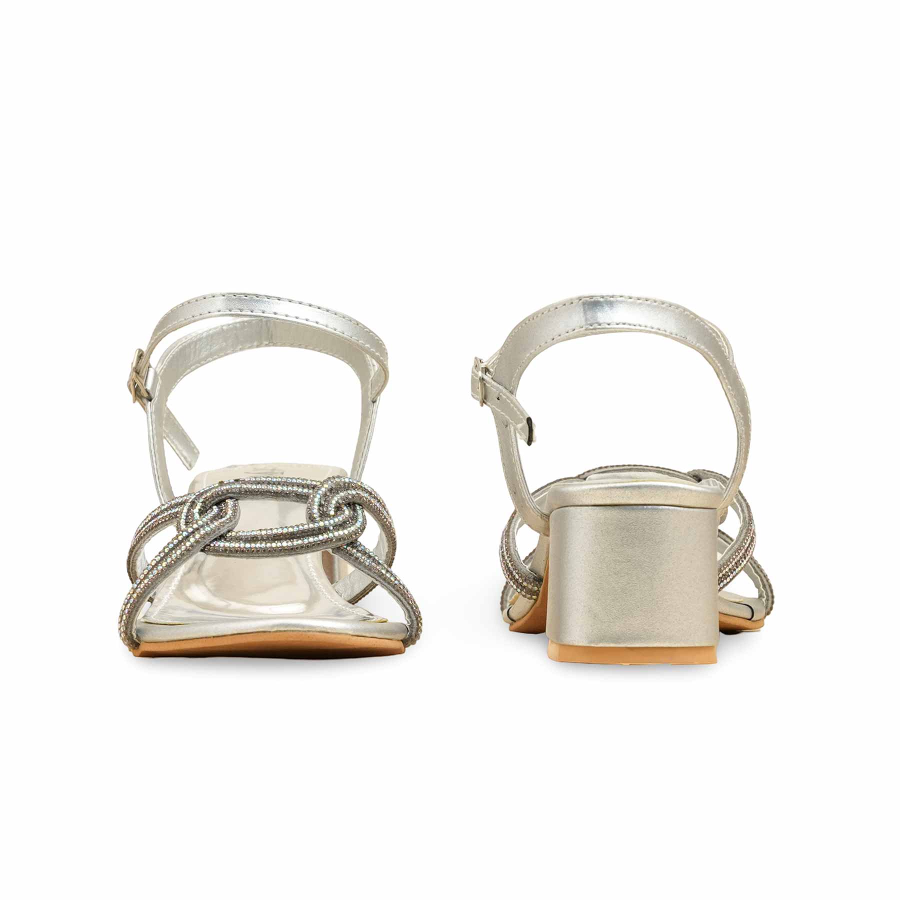 Silver Fancy Women Sandal FN6159 - Image 4