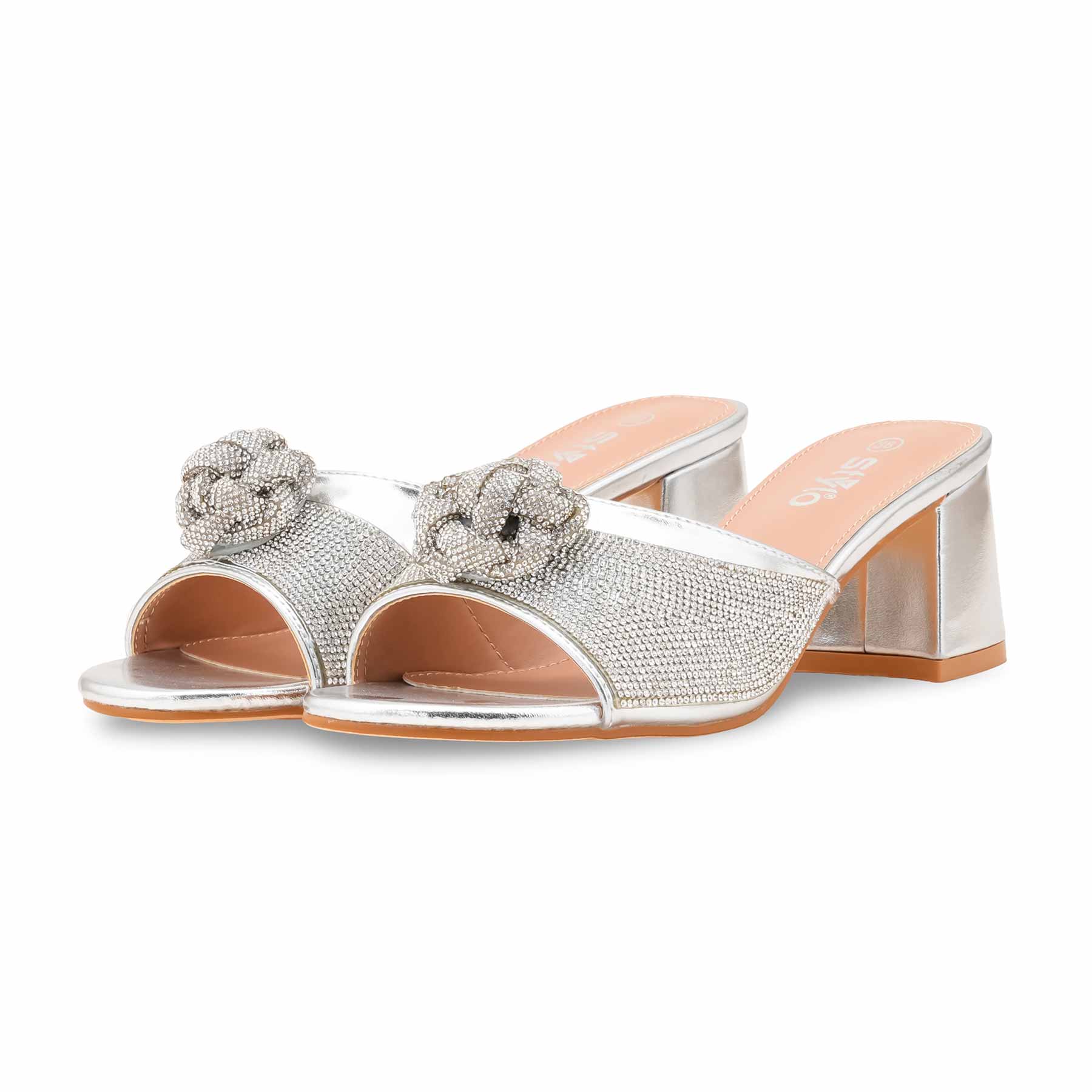 Silver Fancy Women Slipper FN8017 - Image 3