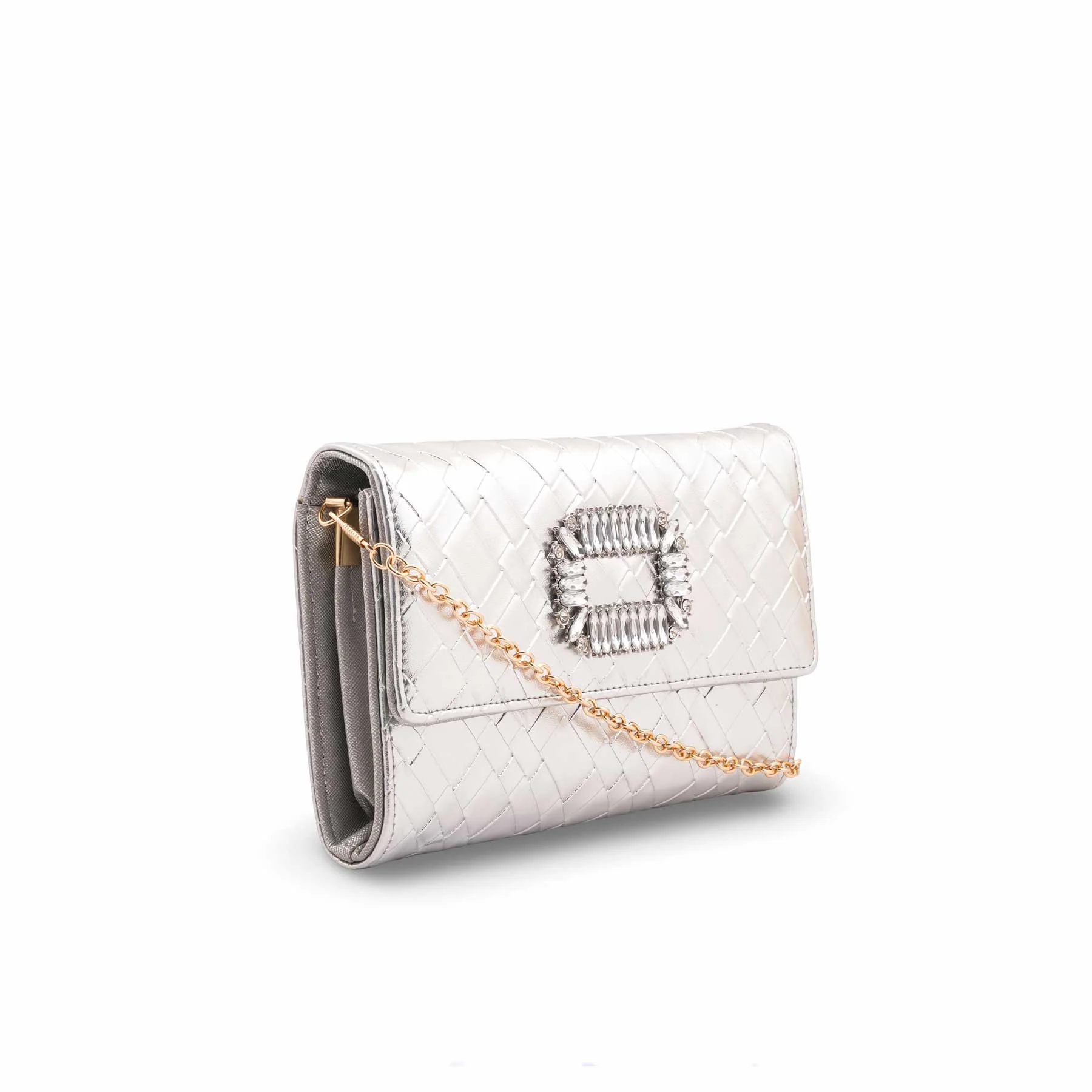 Silver Formal Clutch For Ladies P24423 - Image 3