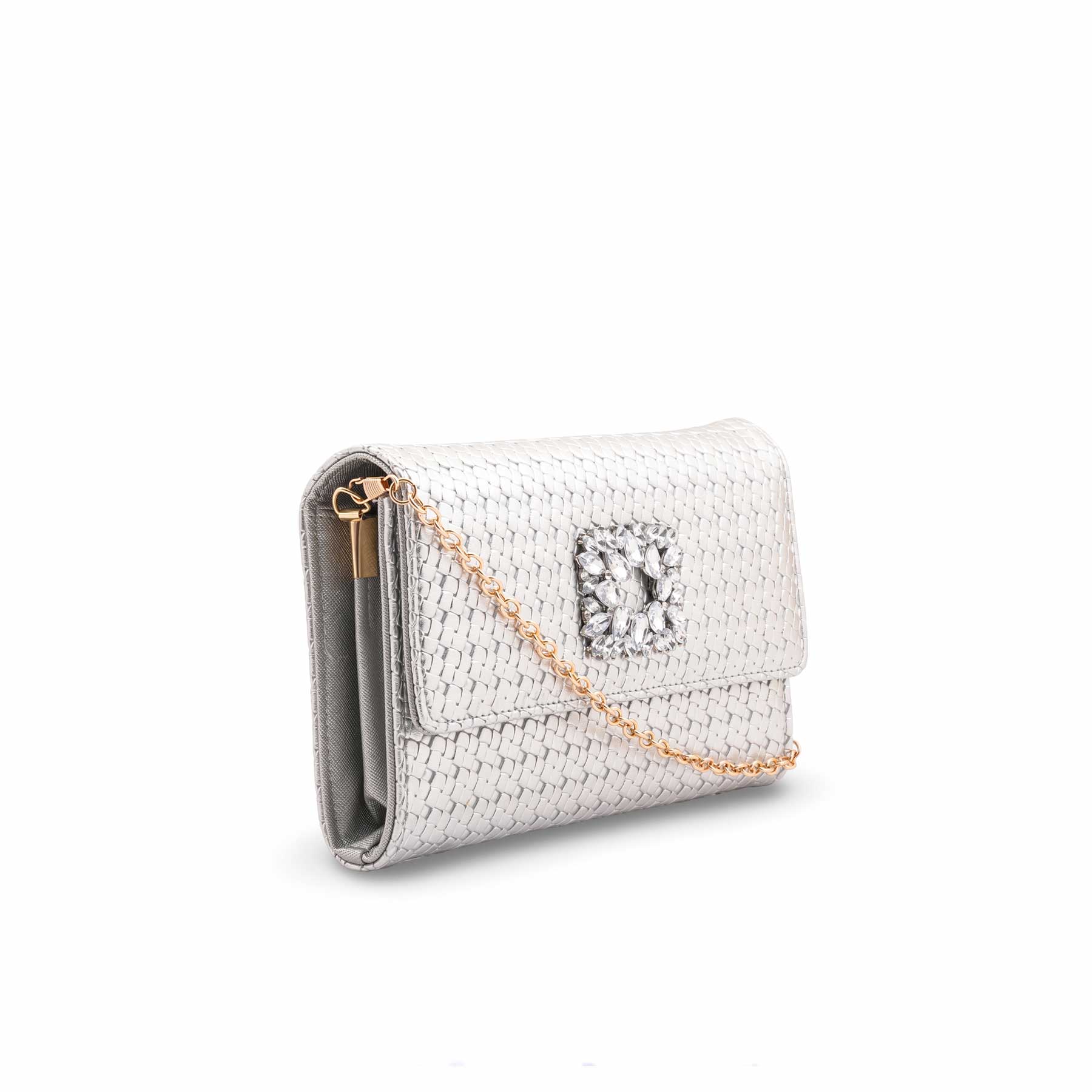 Silver Formal Clutch For Ladies P24424 - Image 3