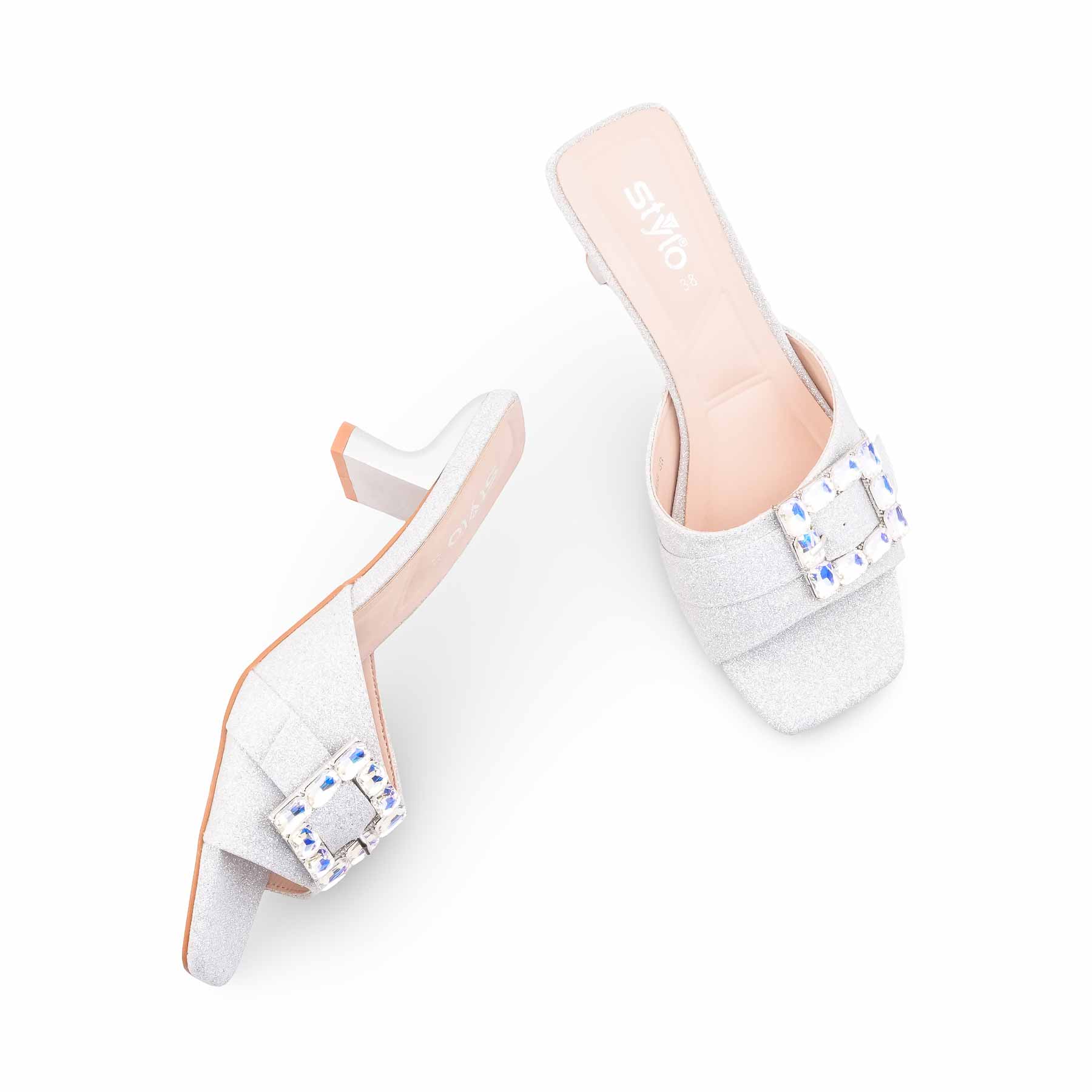 Silver Formal Slipper For Women FR8508 - Image 5