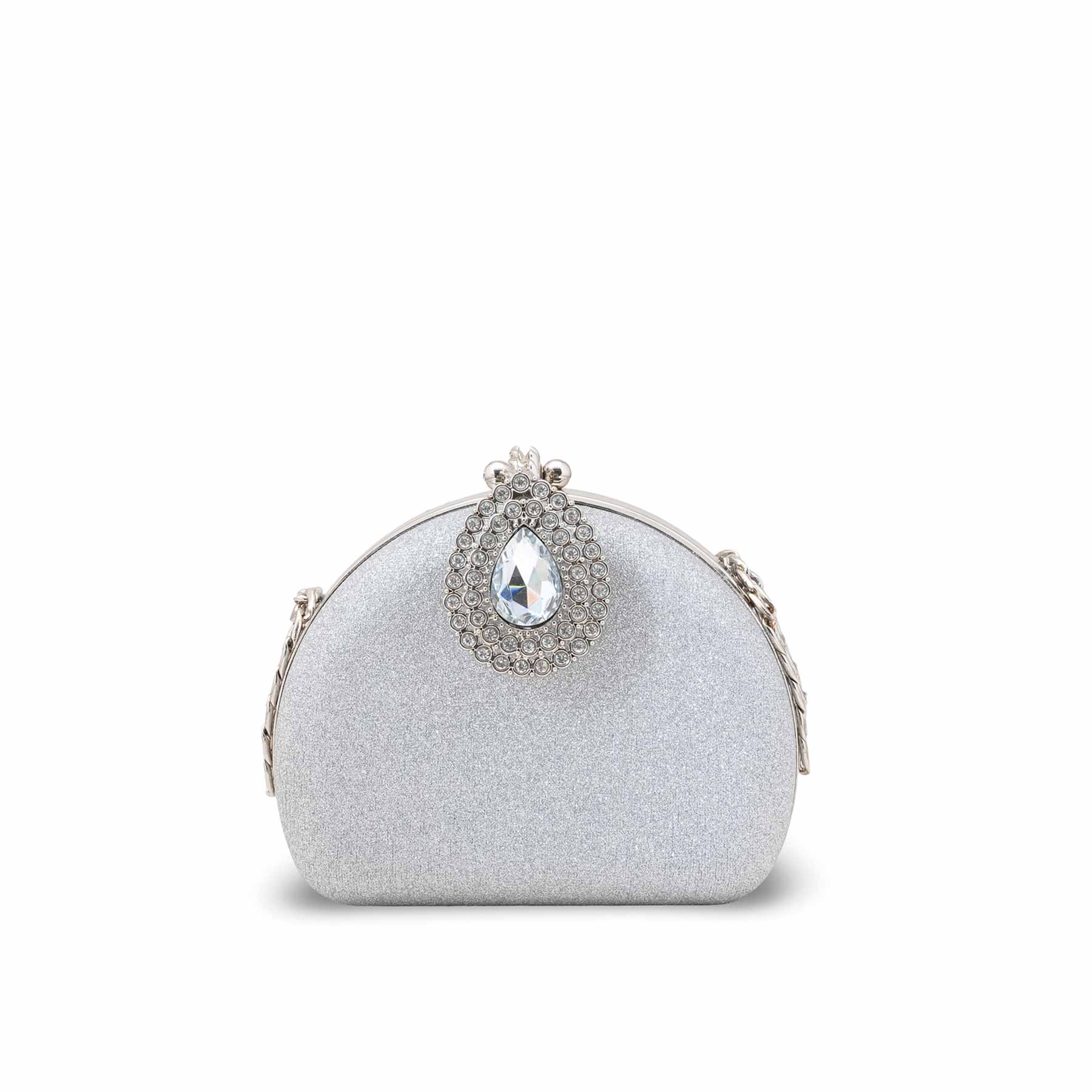 Silver Women Fancy Clutch P15708 - Image 2