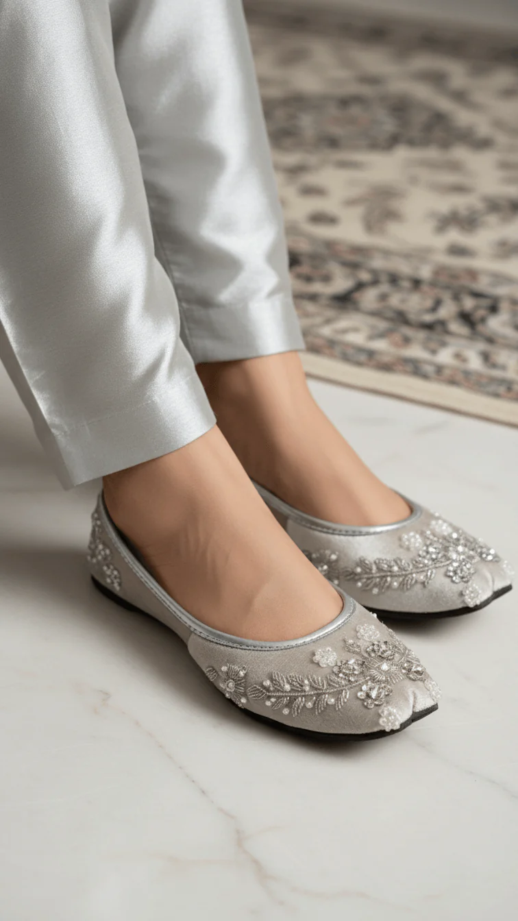 Silver Women Fancy Khussa EC8547