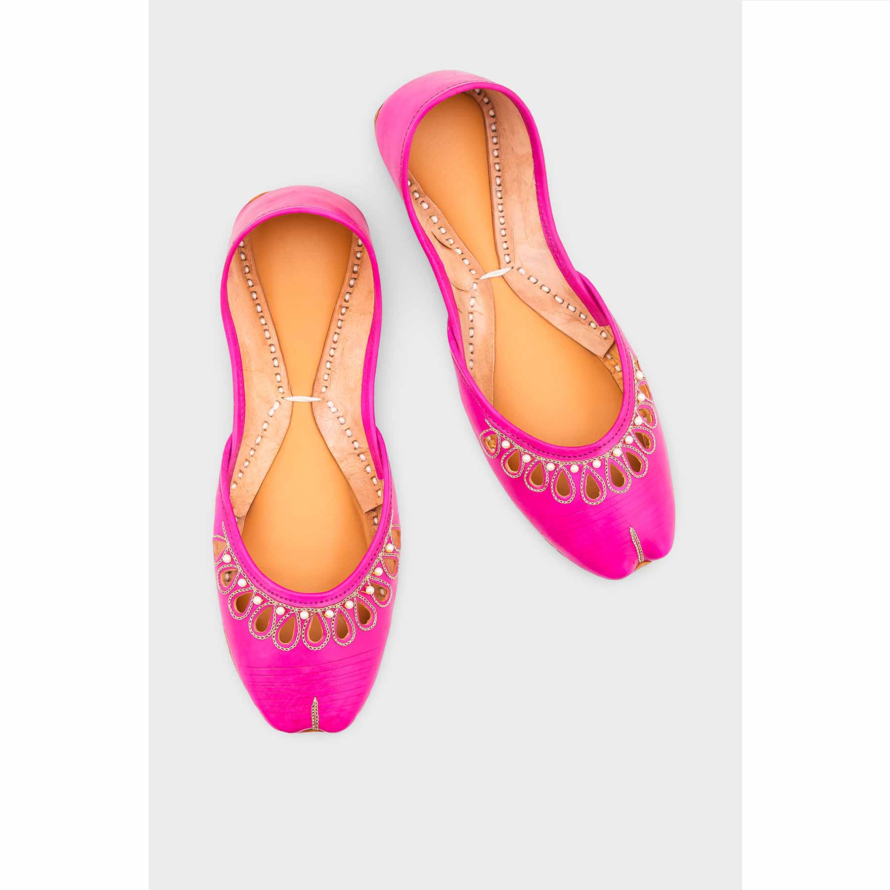 SK Pink Leather Khussa EC8643 - Image 5