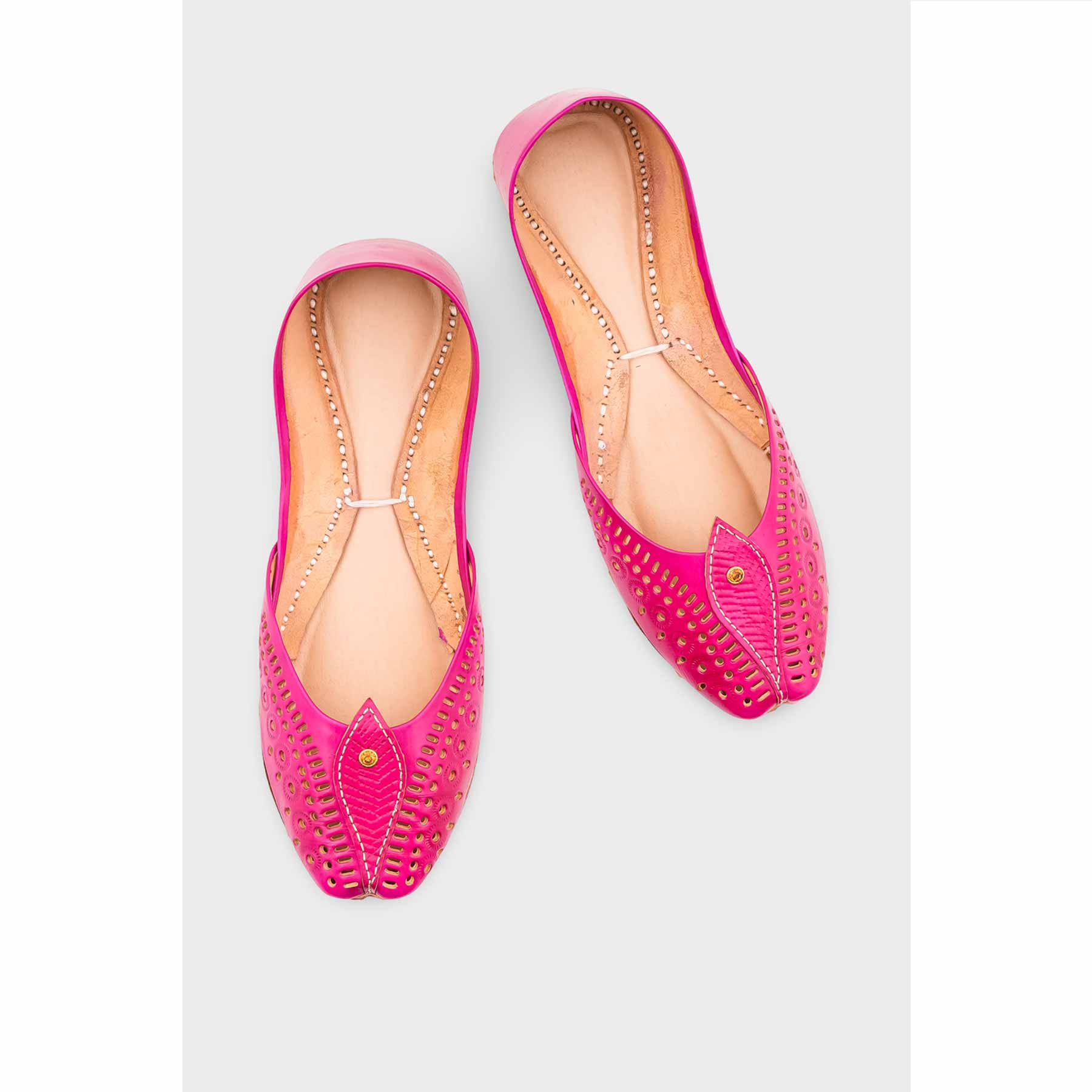 SK Pink Leather Khussa EC8666 - Image 5