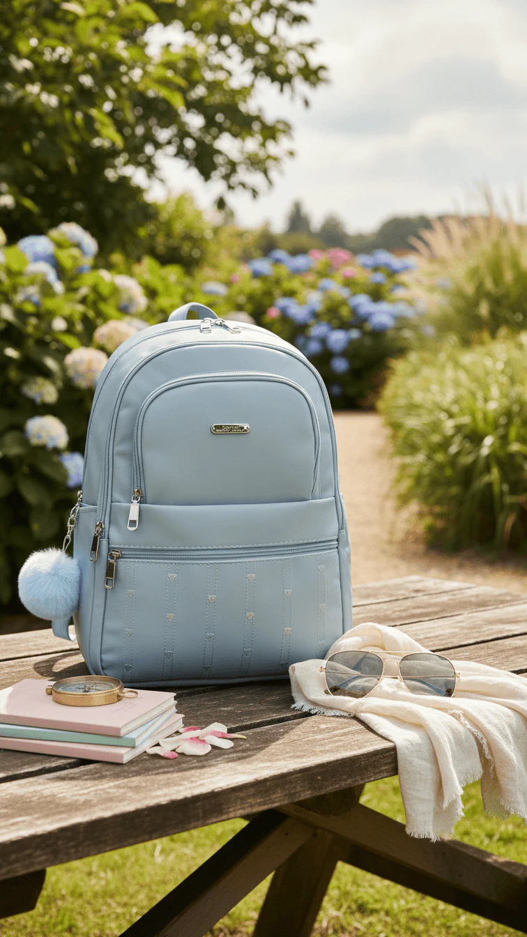 Sky Blue Casual Back Pack For Women P47472 - Image 2