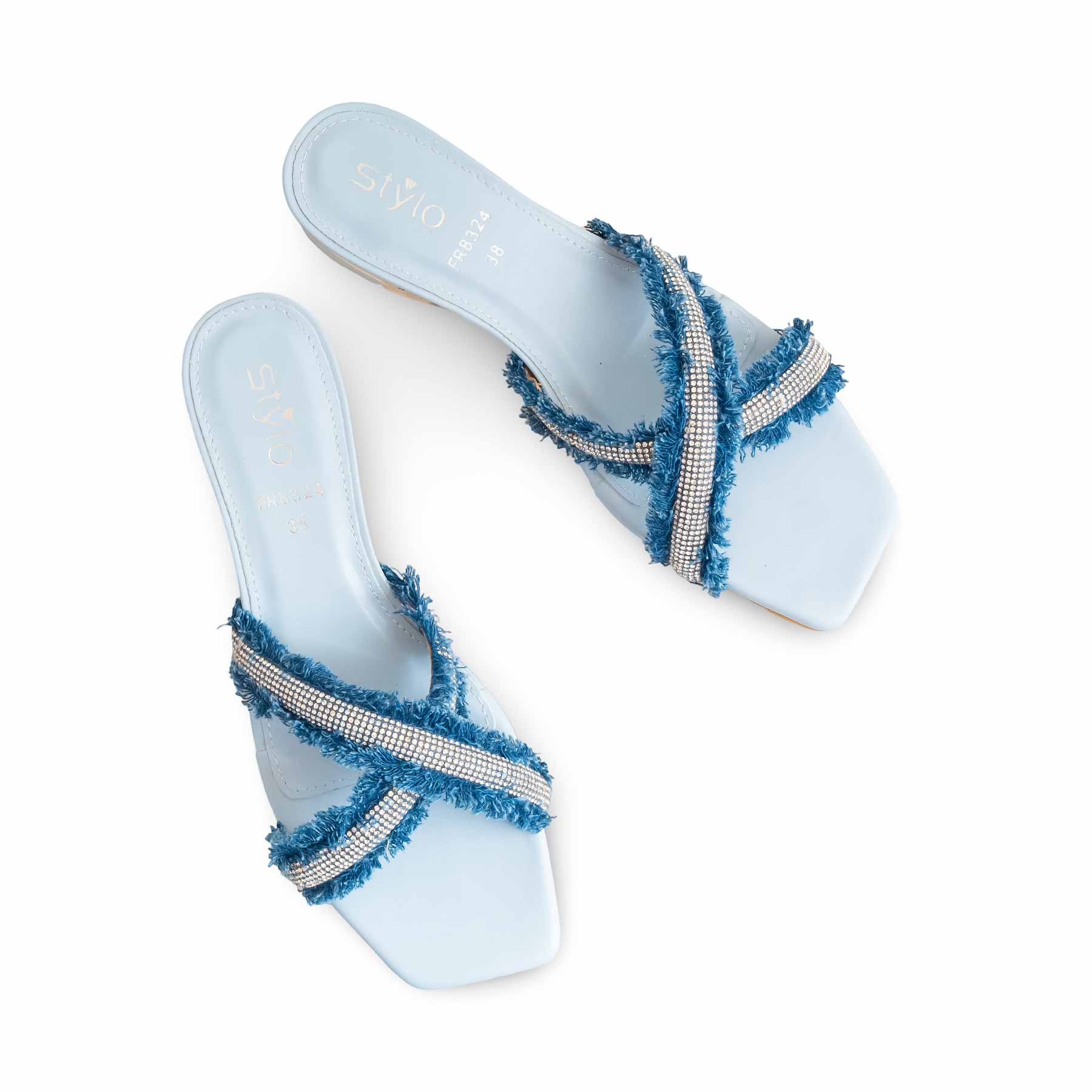Sky Blue Formal Slipper For Women FR8324 - Image 5