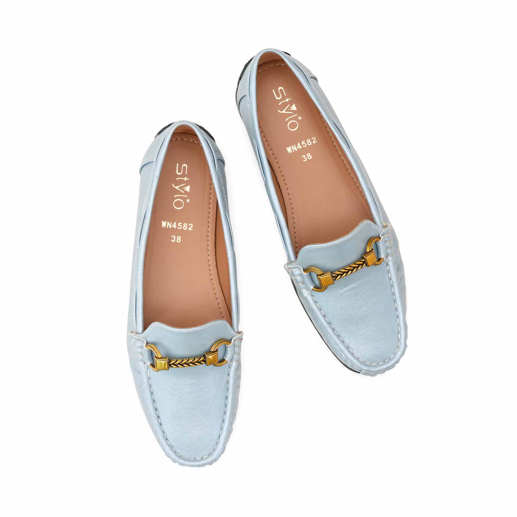 Sky Blue Moccasin For Women WN4582 - Image 6