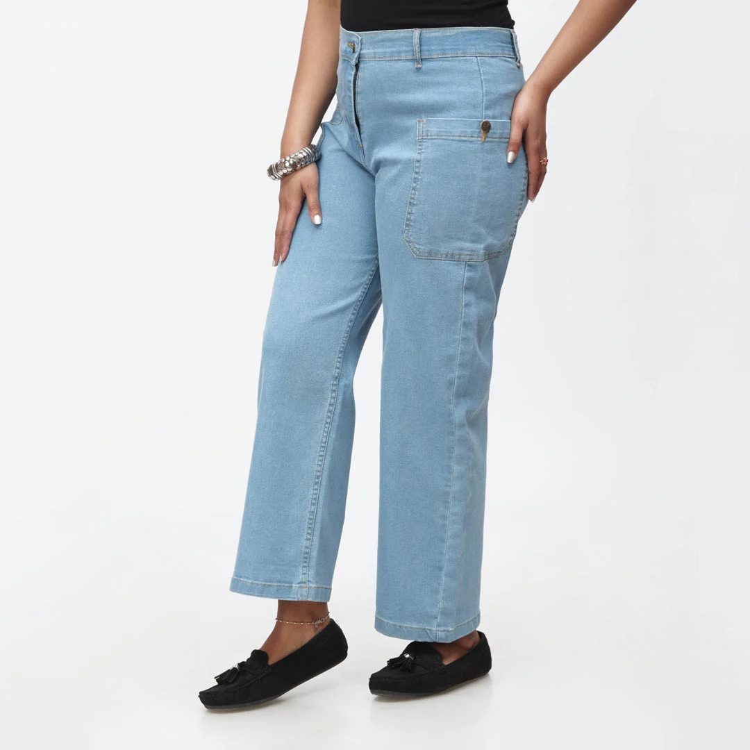 Sky Blue Denim Pant with Side Pockets PS4528 - Image 2
