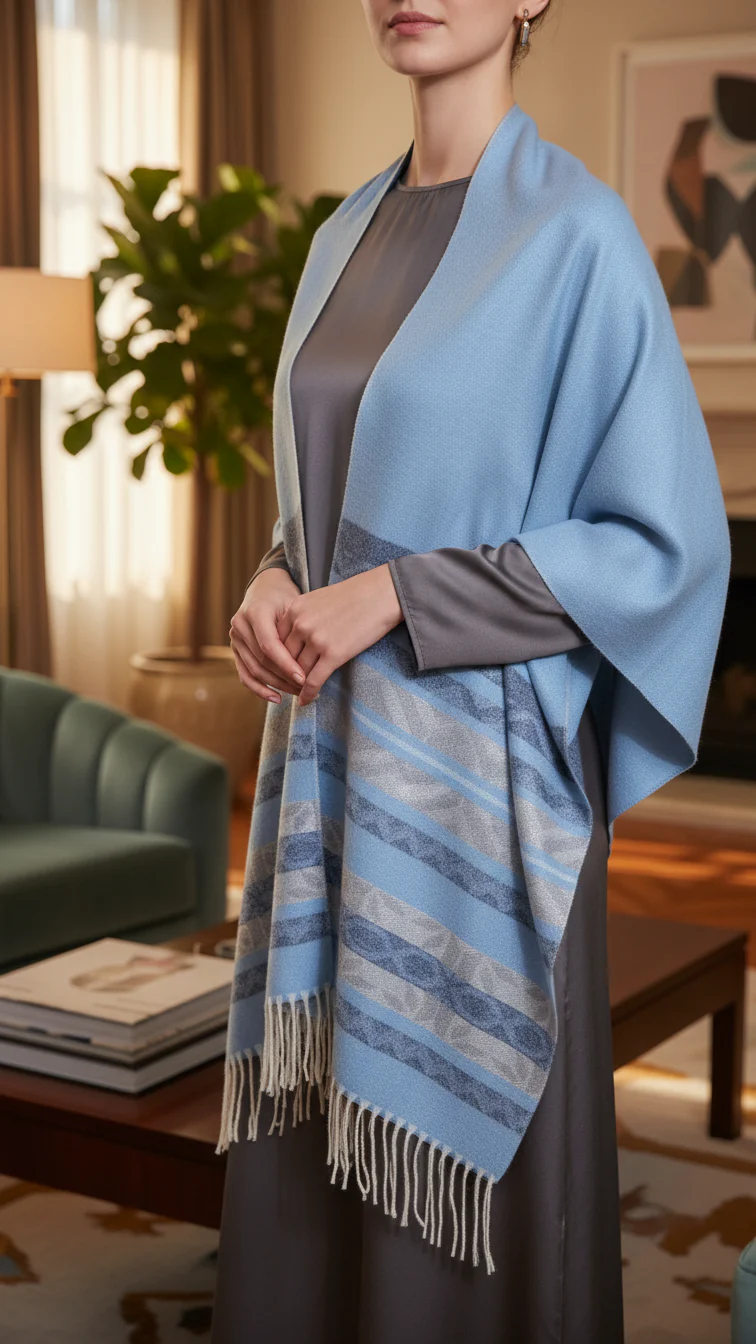 Sky Blue Winter Capeshawl PW5644 - Image 3