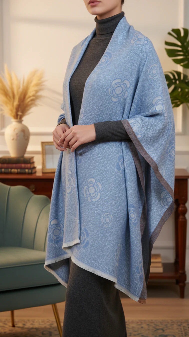 Sky Blue Winter Capeshawl PW5902 - Image 2