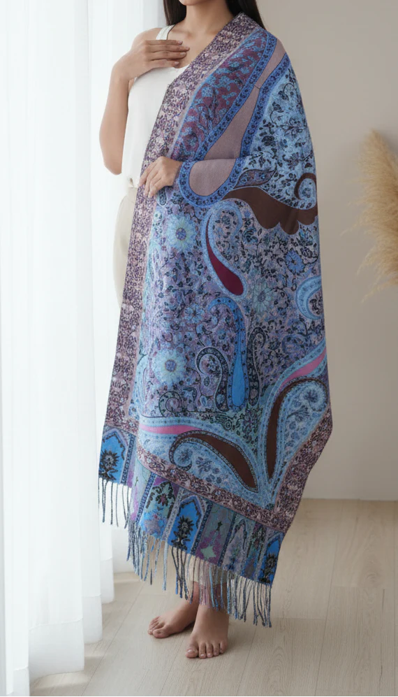 Sky Blue Winter Stole PN5183 - Image 2
