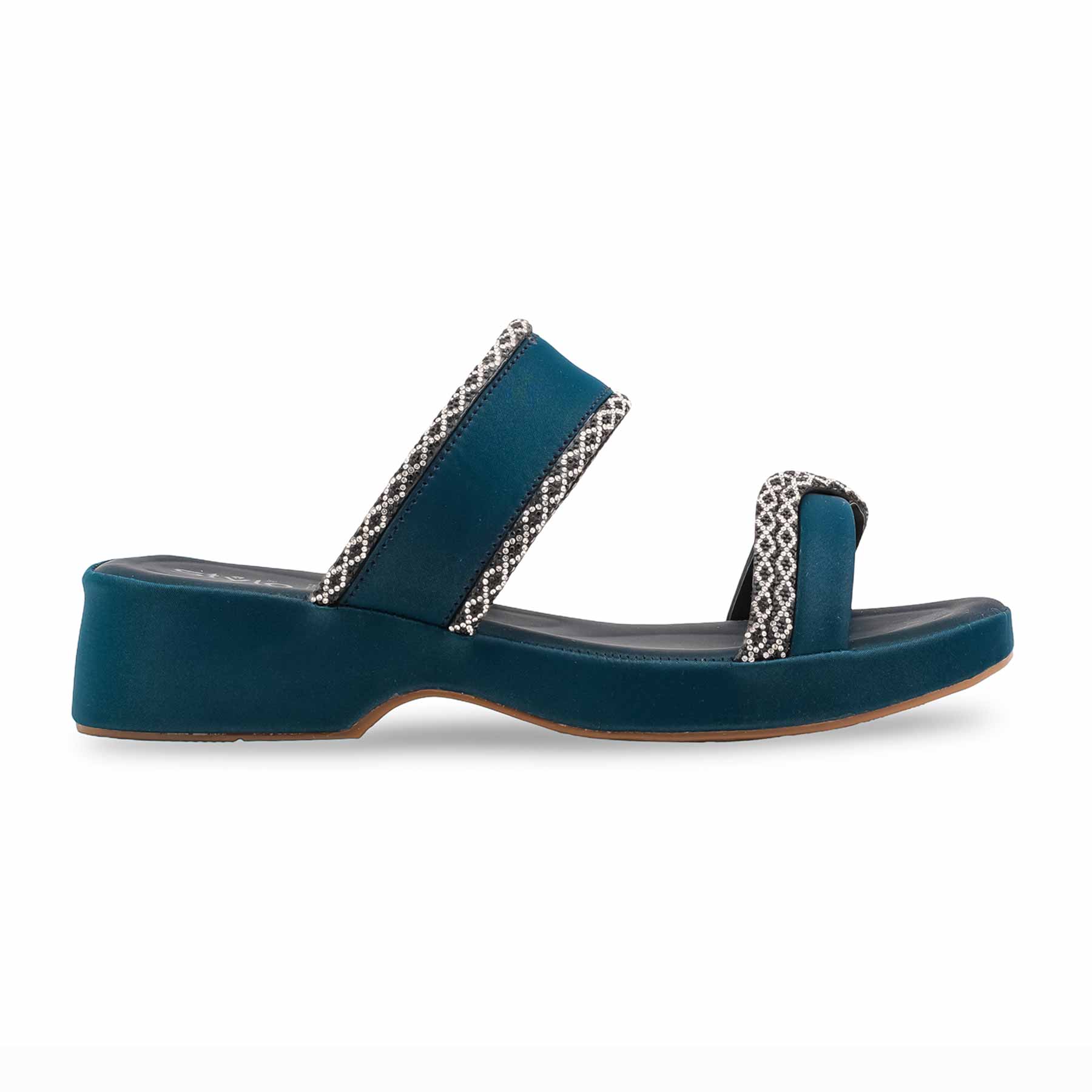 Teal Blue Formal Slipper For Ladies PU0766 - Image 2