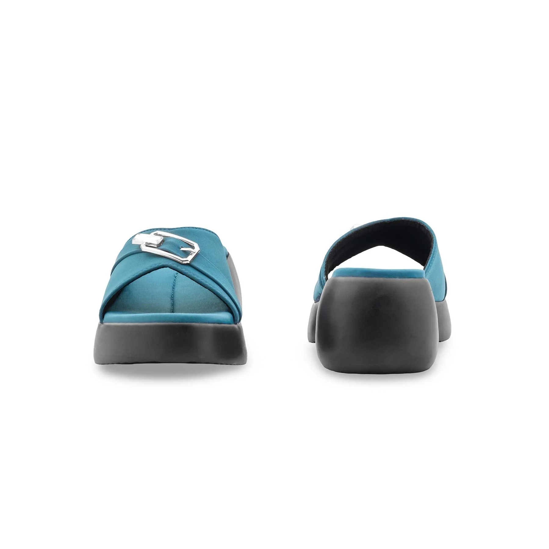 Teal Blue Formal Slipper For Women PU0666 - Image 4