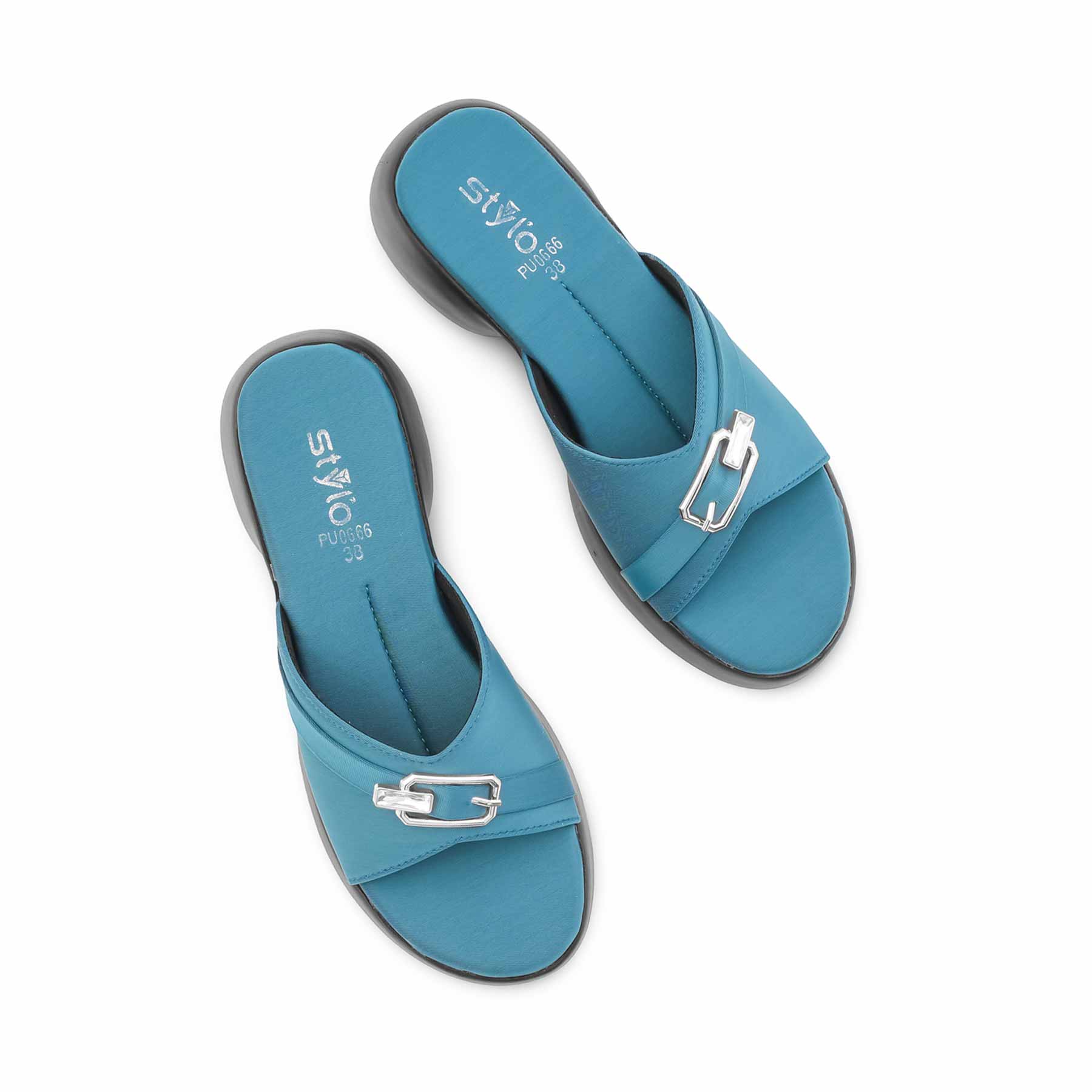 Teal Blue Formal Slipper For Women PU0666 - Image 5