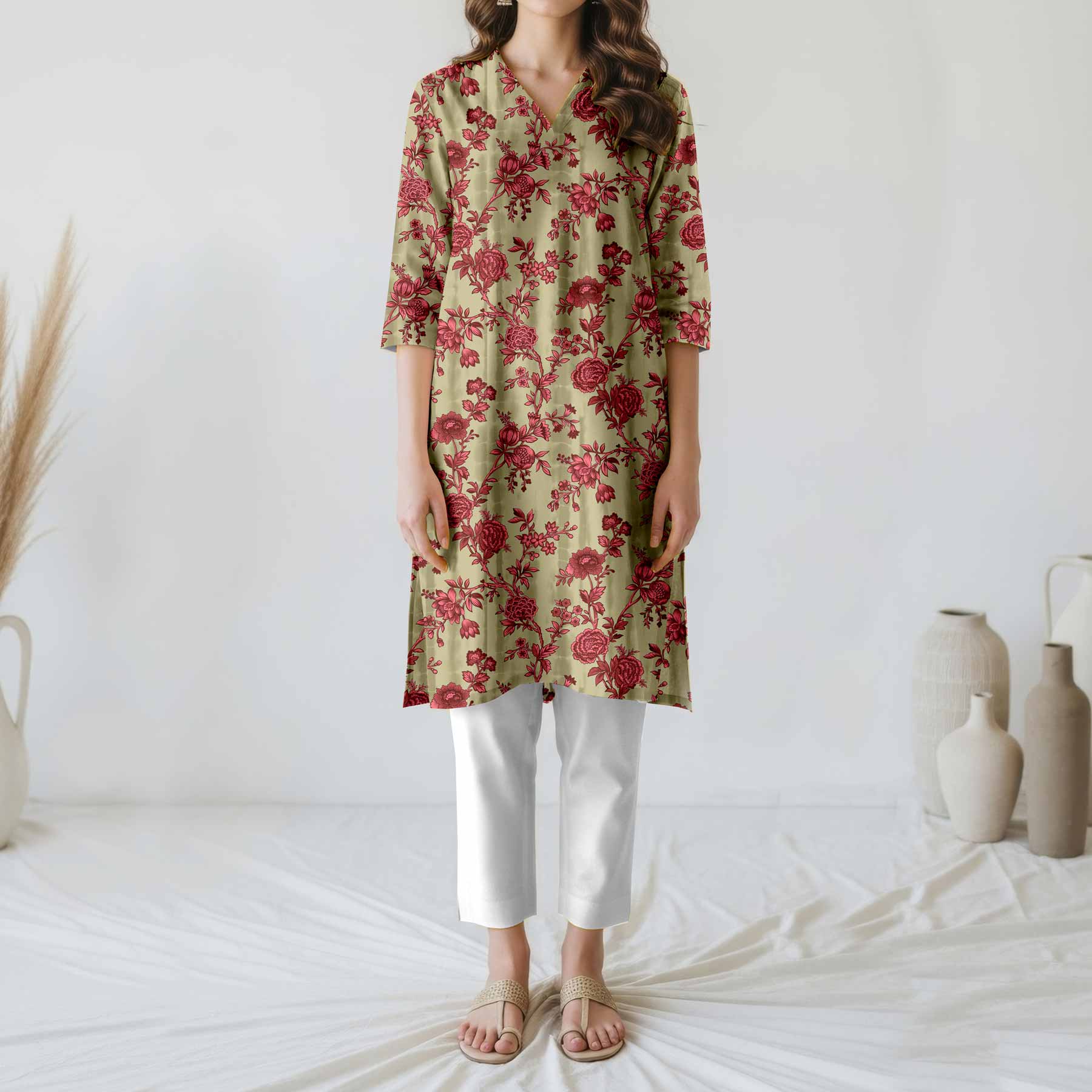 Unstitched Printed Cotton Cambric Shirt US5475 - Image 2