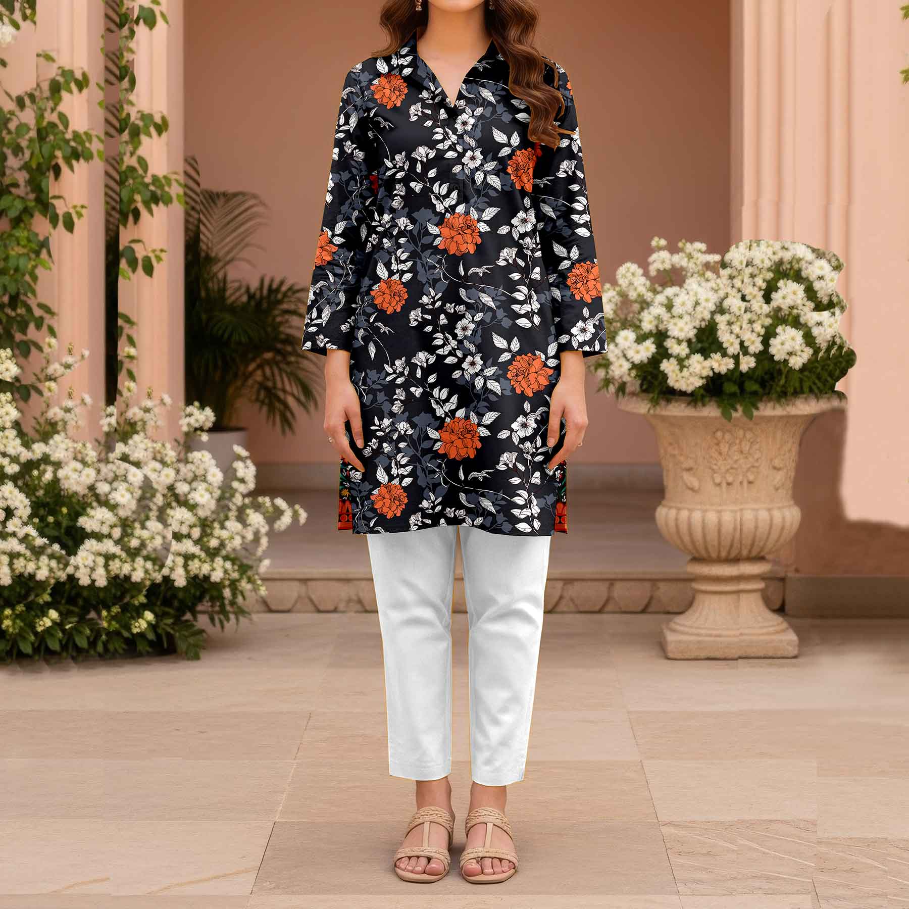 UnStitched Printed Cotton Cambric Shirt US5477 - Image 2