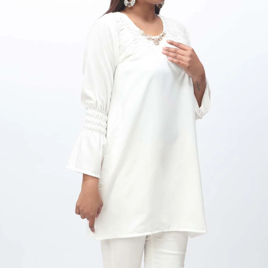 1PC- Solid Georget Chiffon Shirt PW9023 - Image 2