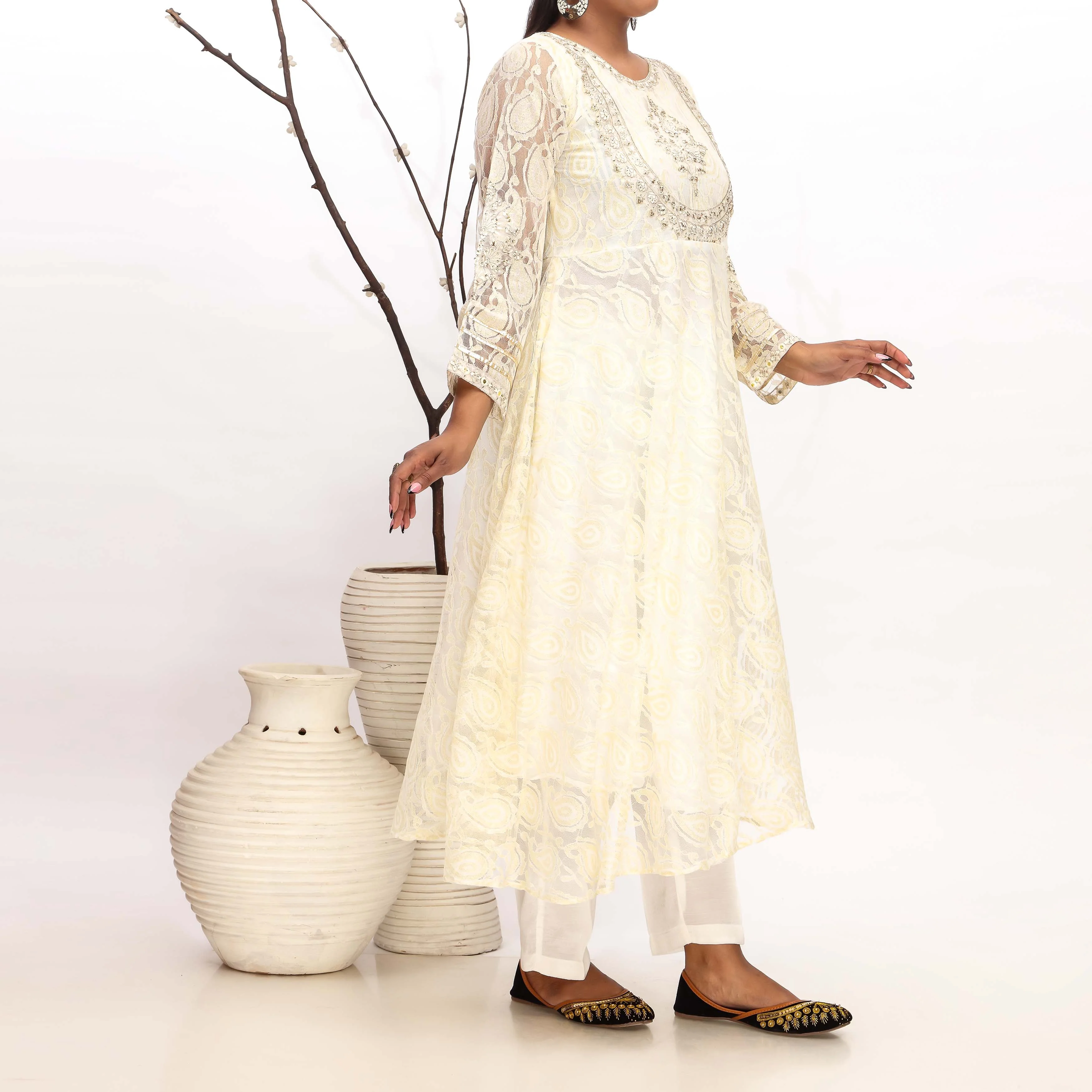 2PC- Embellished Net Suit PF3083 - Image 2