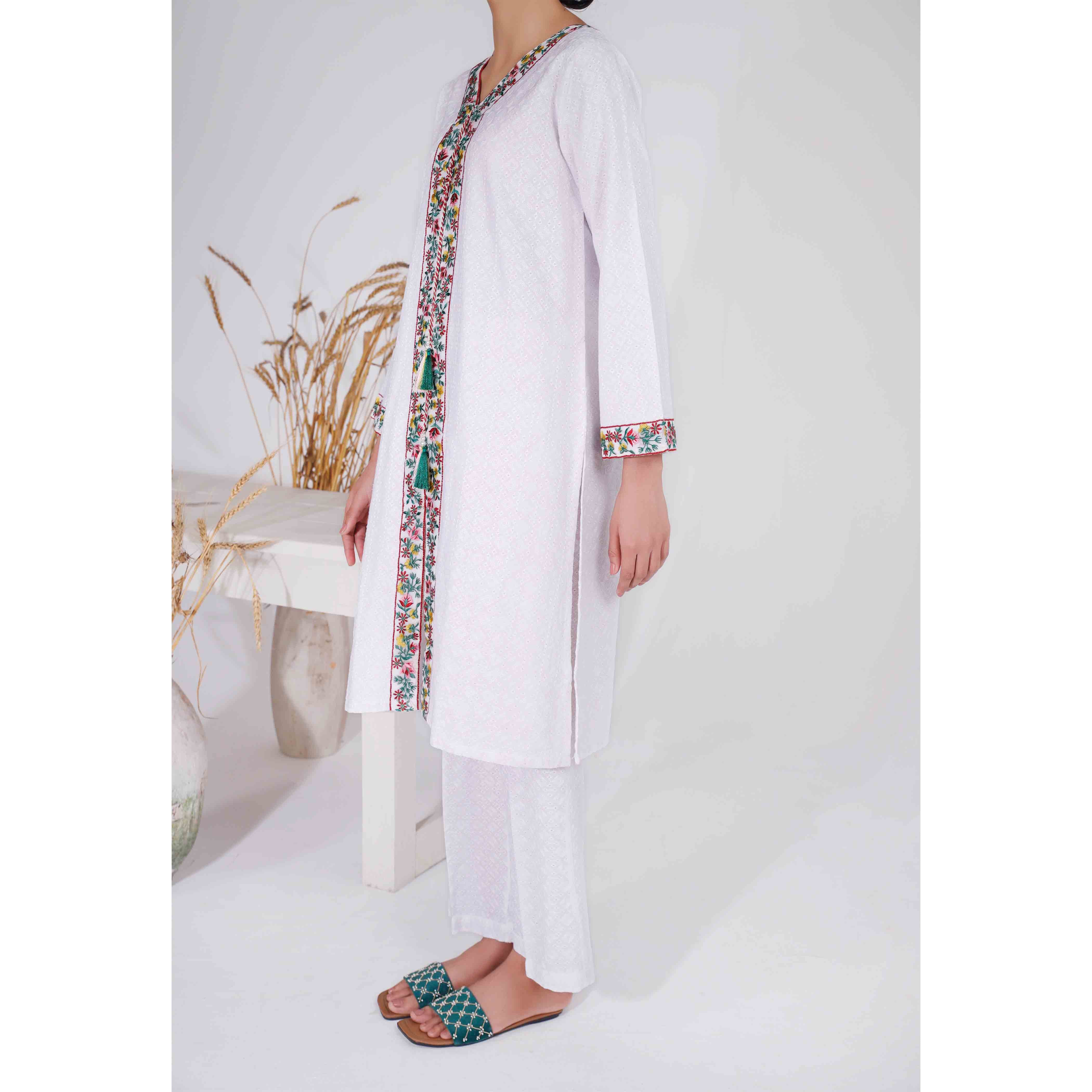 2PC- Embroidered Chikan Kari Suit PS4946 - Image 3