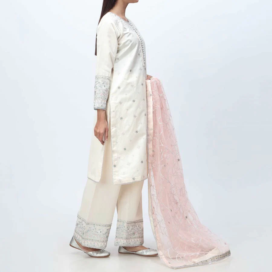 3PC- Embellished  Khadi Net Suit PF3055 - Image 2