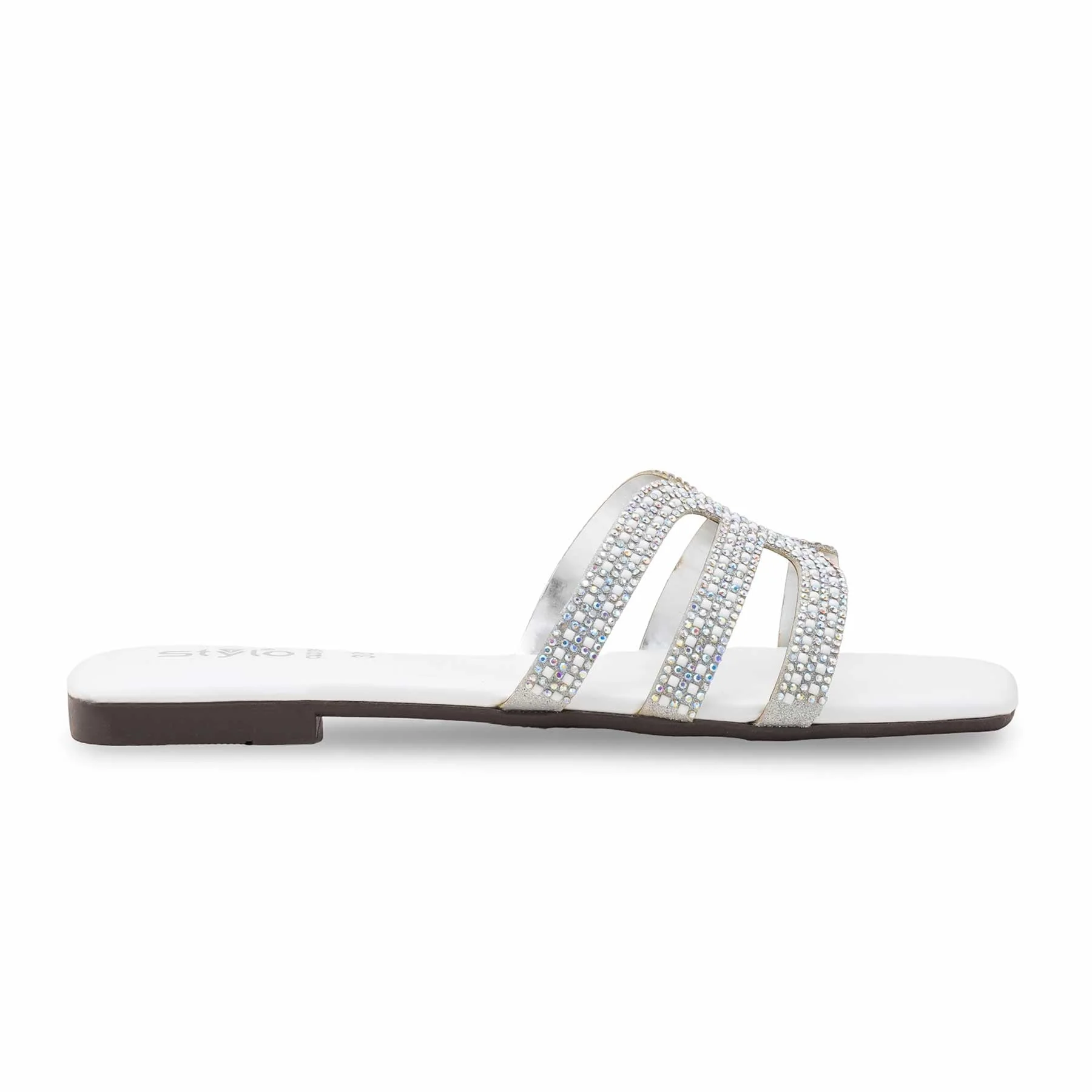White Casual Chappal For Ladies CL2194 - Image 2