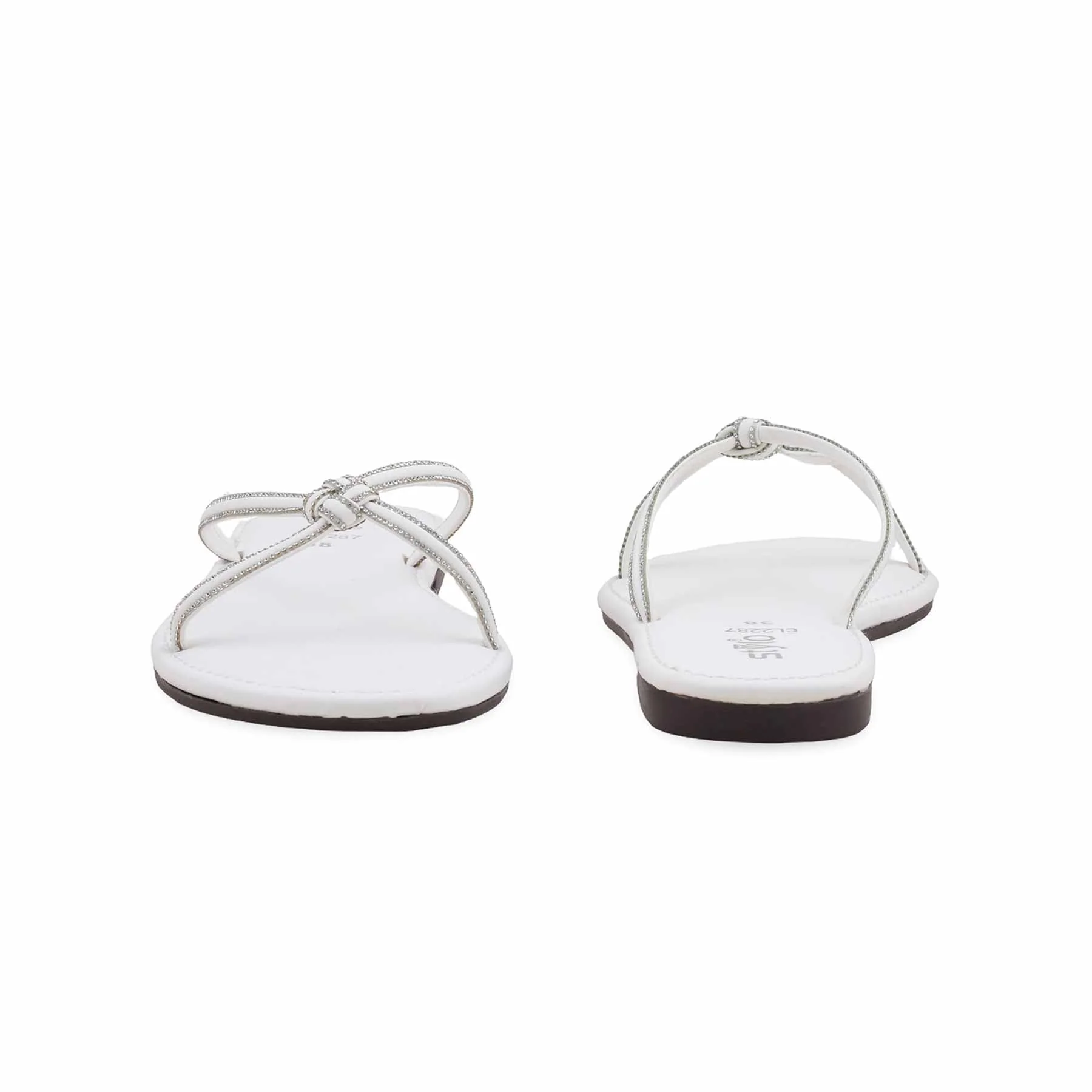 White Casual Chappal For Women CL2287 - Image 4