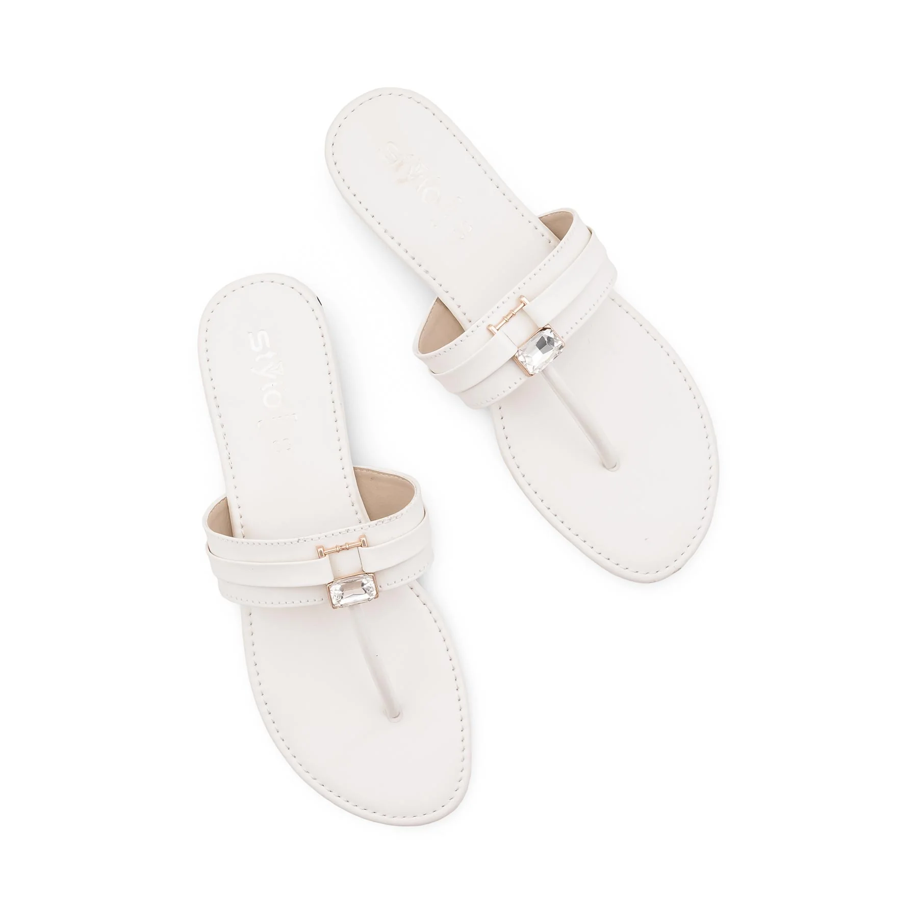 White Casual Chappal For Women CL2289 - Image 5