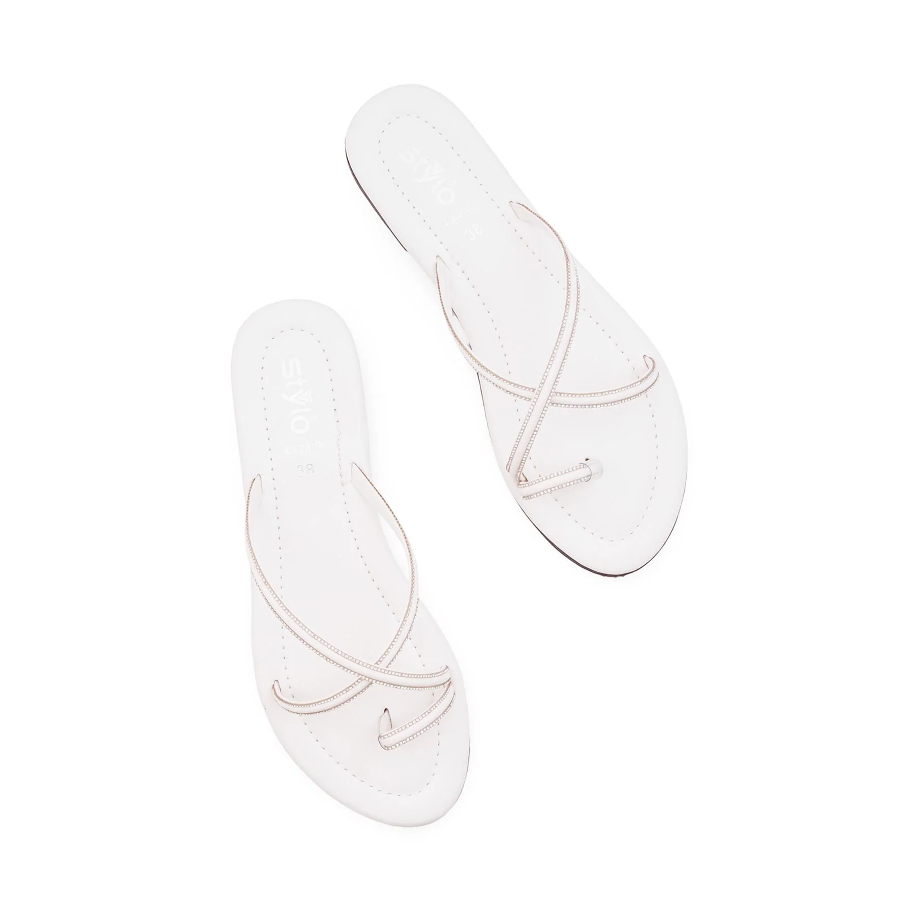 White Casual Chappal For Women CL2308 - Image 6