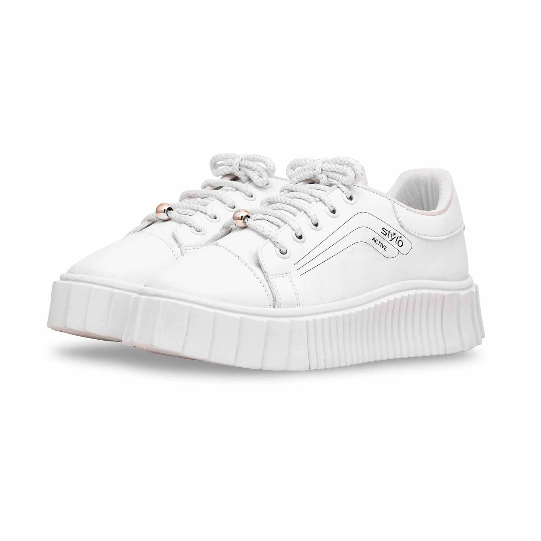 White Casual Sneaker For Women AT7377 - Image 2