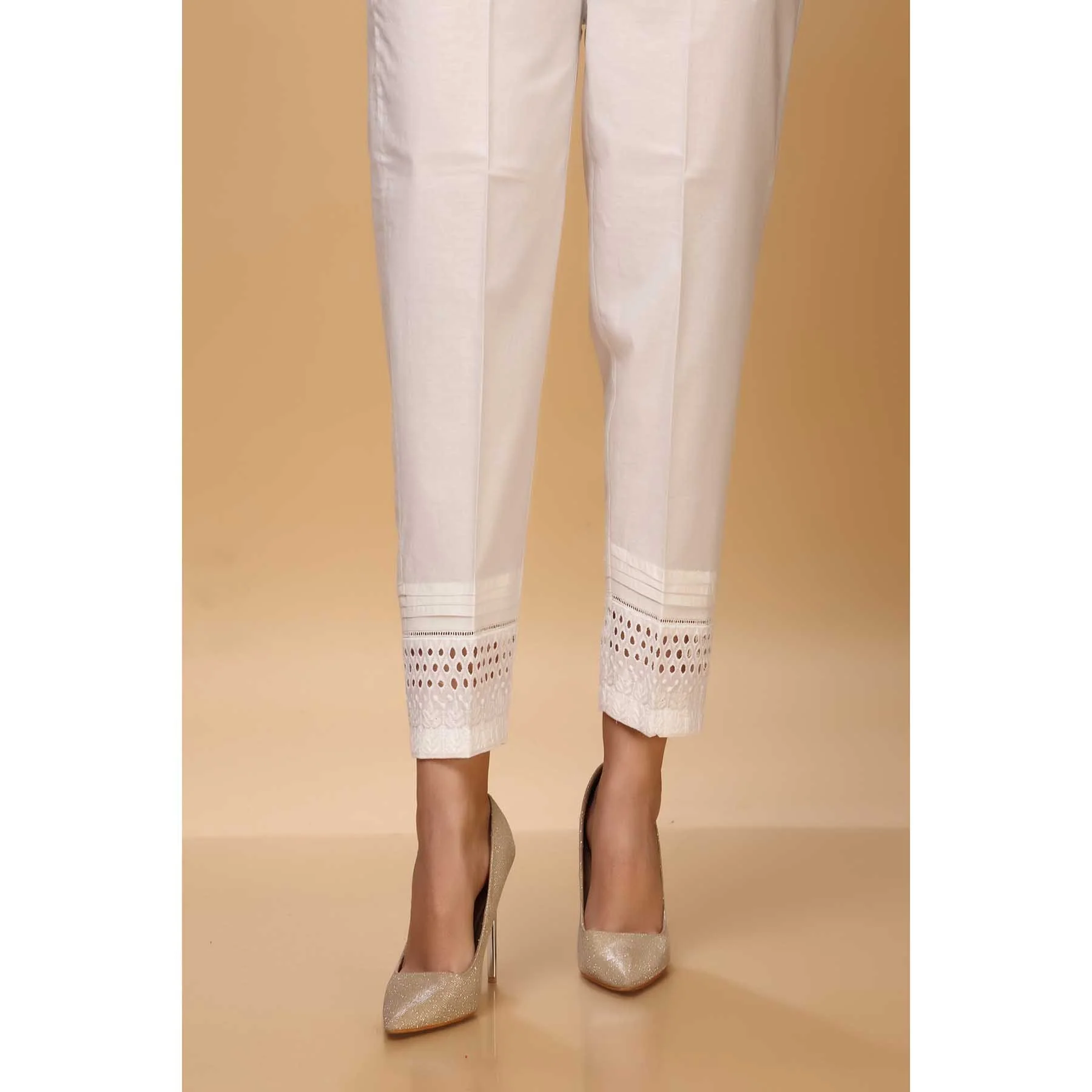 White Color Cambric Straight Pant PW1534 - Image 3