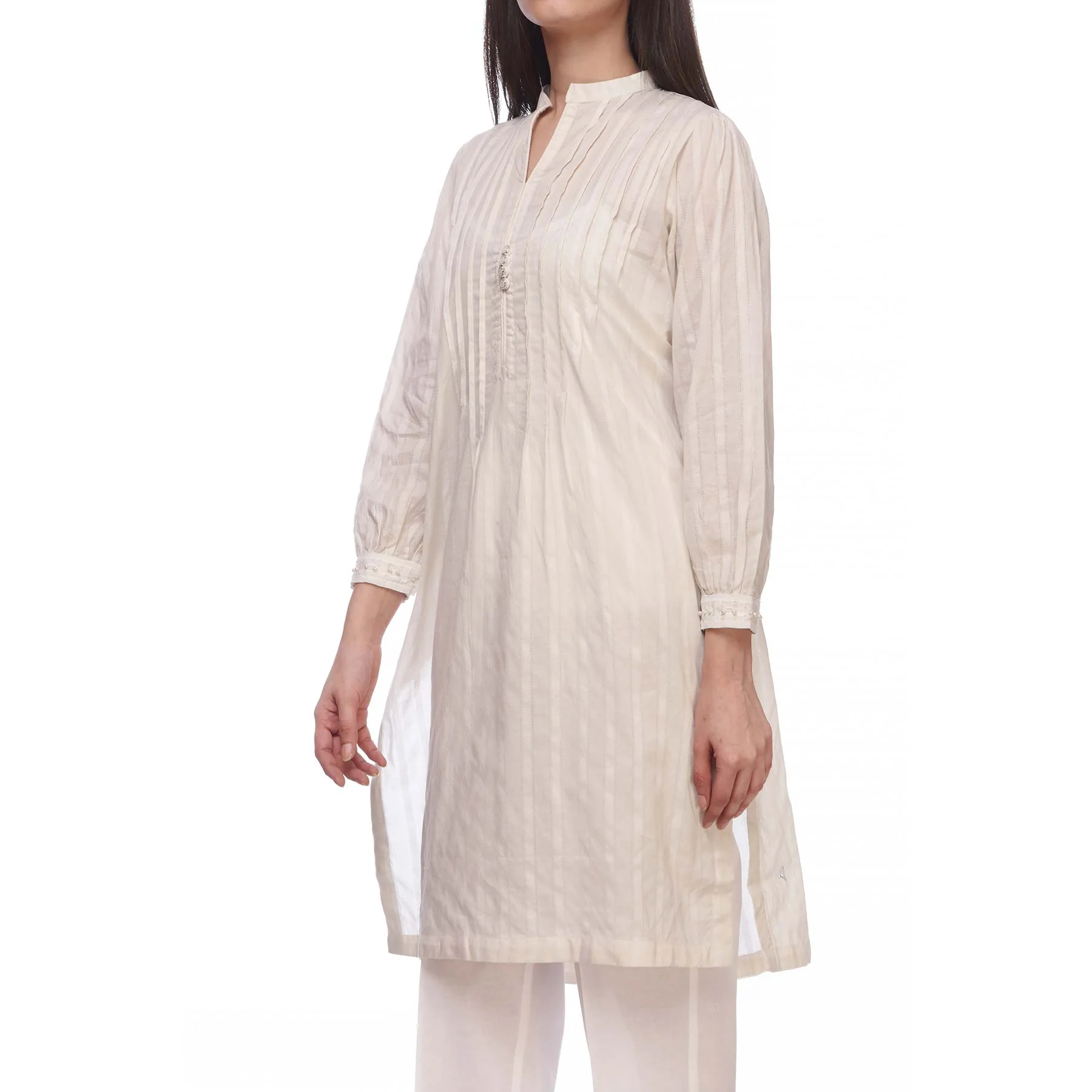 White Color Solid Self Jacquard Shirt PS2113 - Image 2