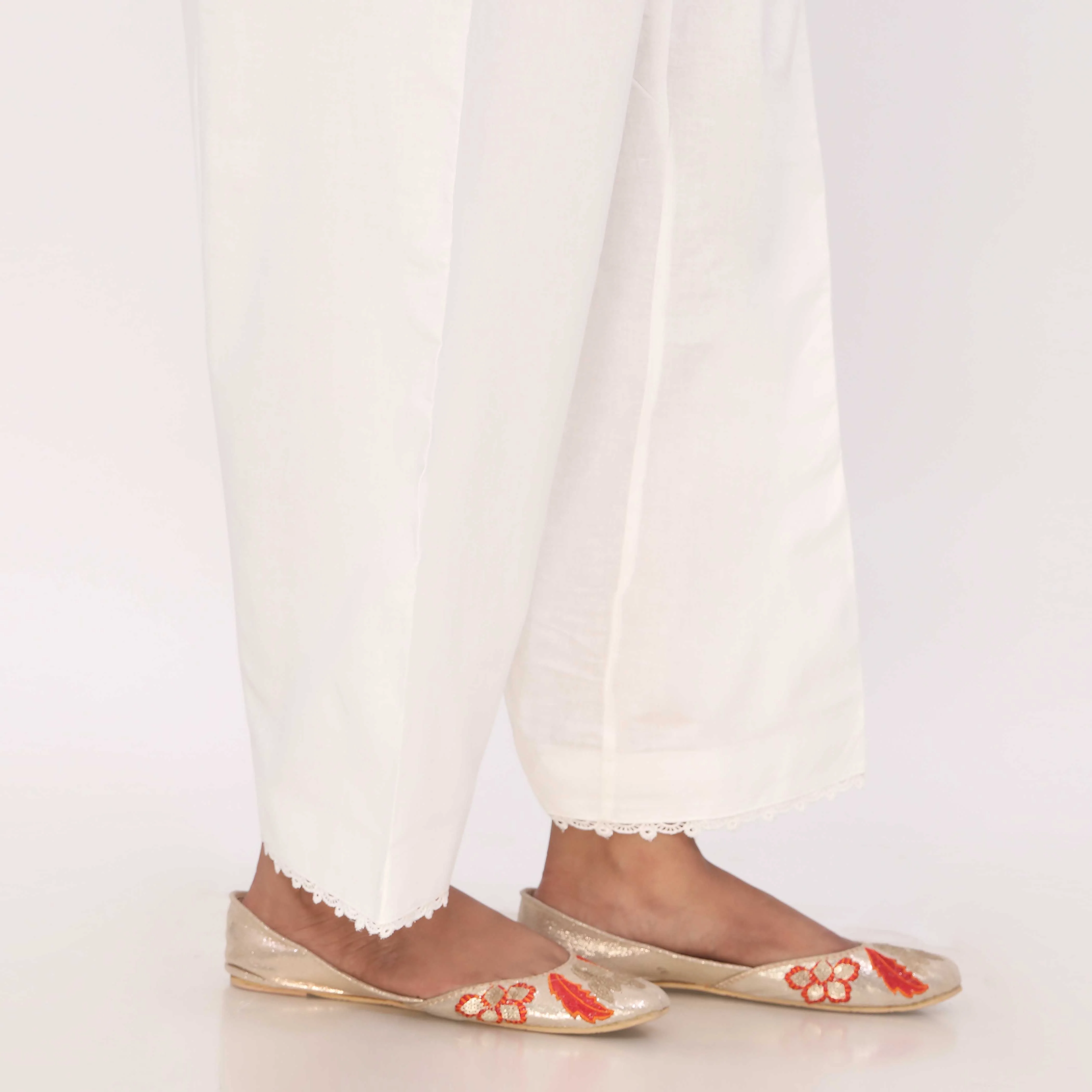 White Cotton Cambric Shalwar PL5134 - Image 4
