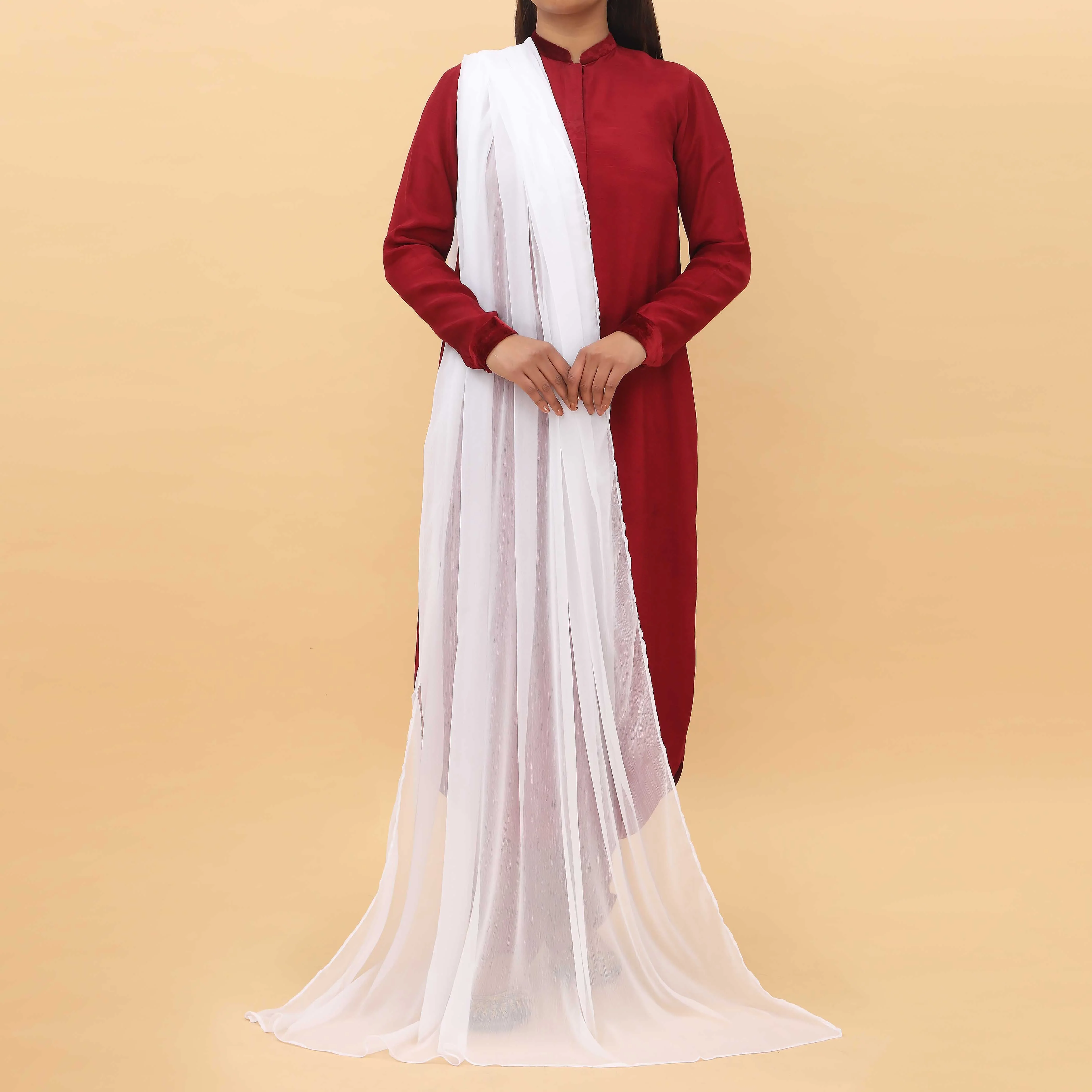 White Dyed Chiffon Dupatta PD5367 - Image 2